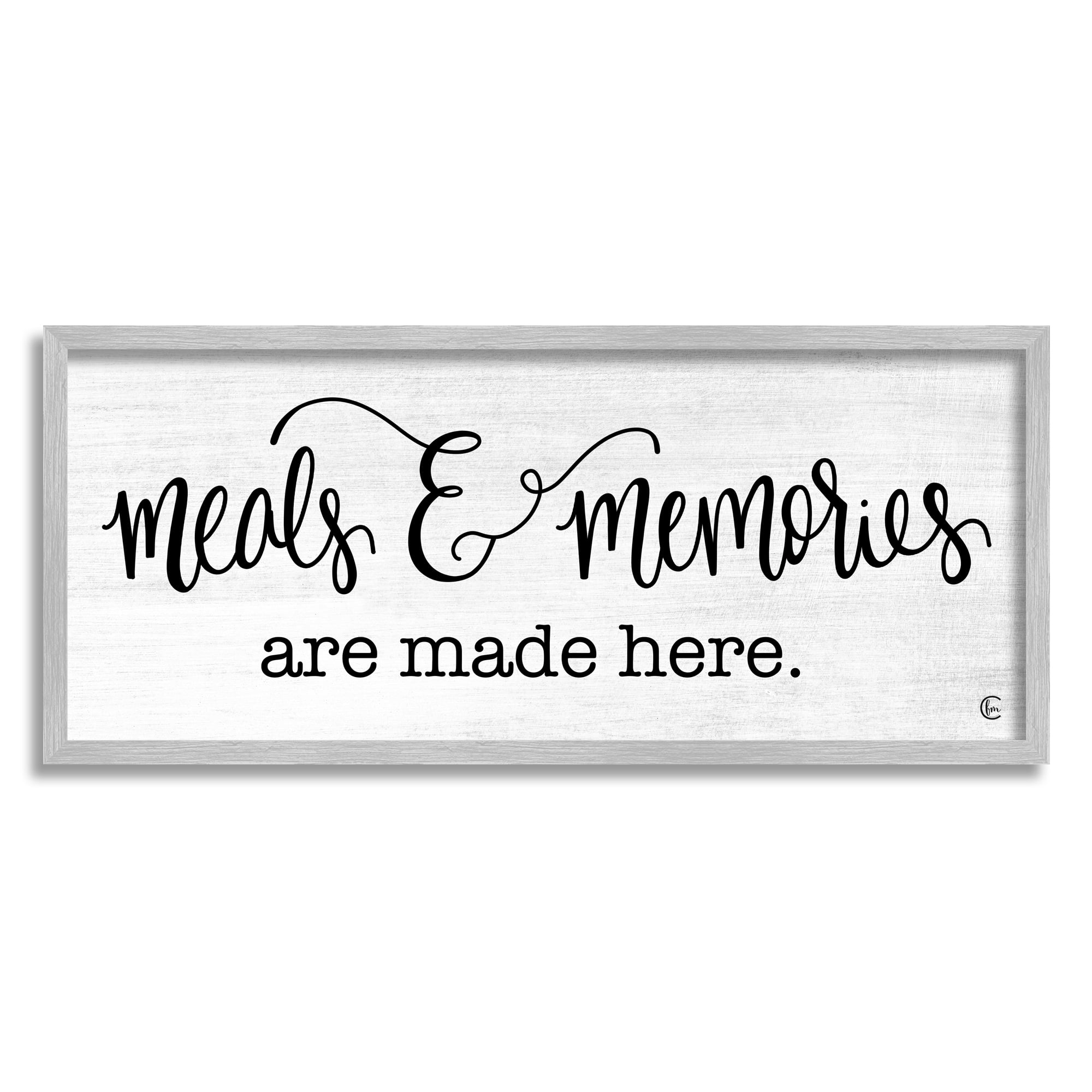 Stupell Industries Meals & Memories Kitchen Food & Beverage Painting Gray Framed Art Print Wall Art, 30 x 13