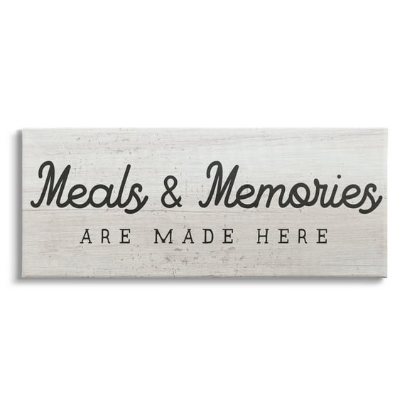 Stupell Industries Meals & Memories Made Here Rustic Kitchen Sign Graphic Art Gallery-Wrapped Canvas Print Wall Art, 48x20, by Daphne Polselli