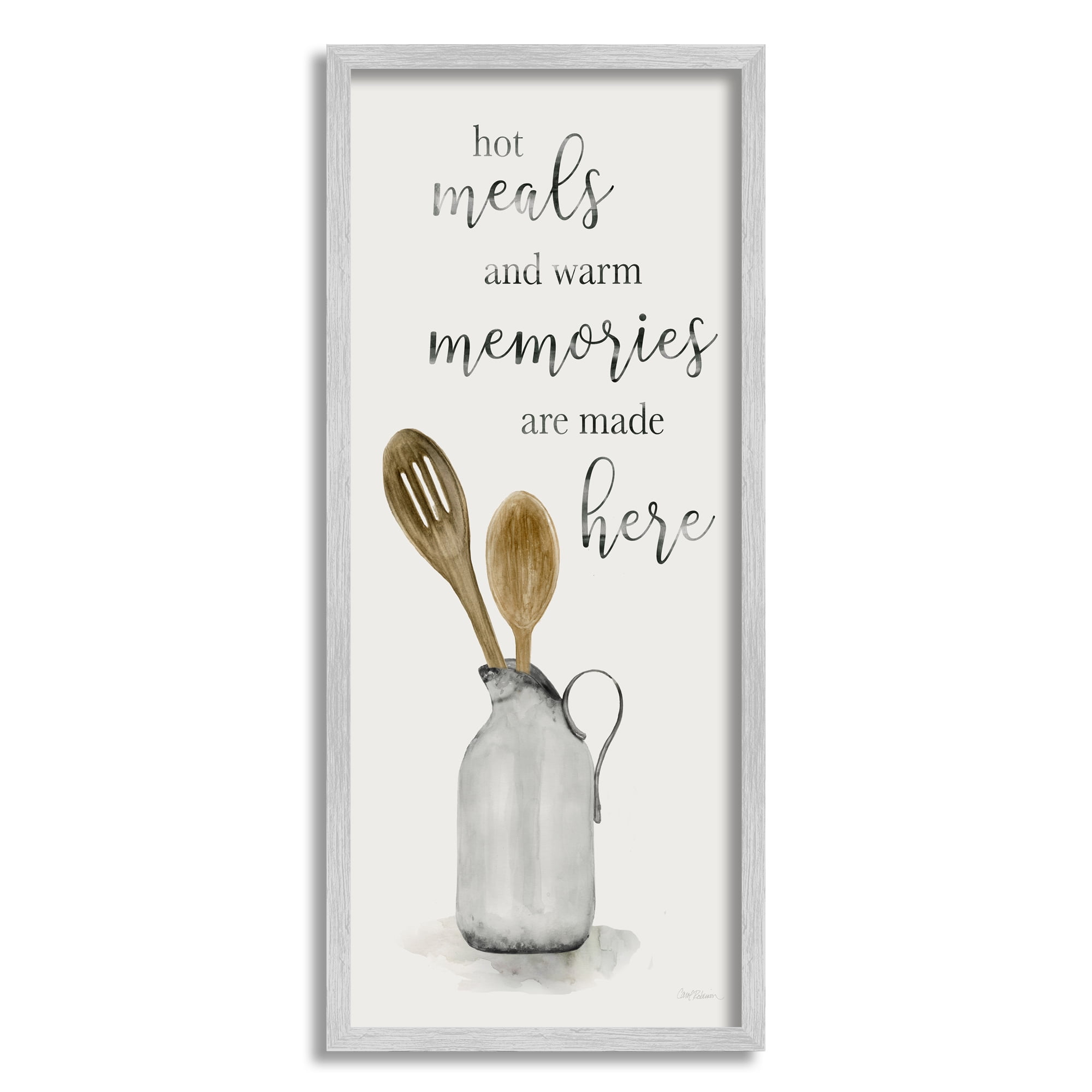Stupell Industries Meals & Memories Phrase Food & Beverage Painting Gray Framed Art Print Wall Art, 13 x 30