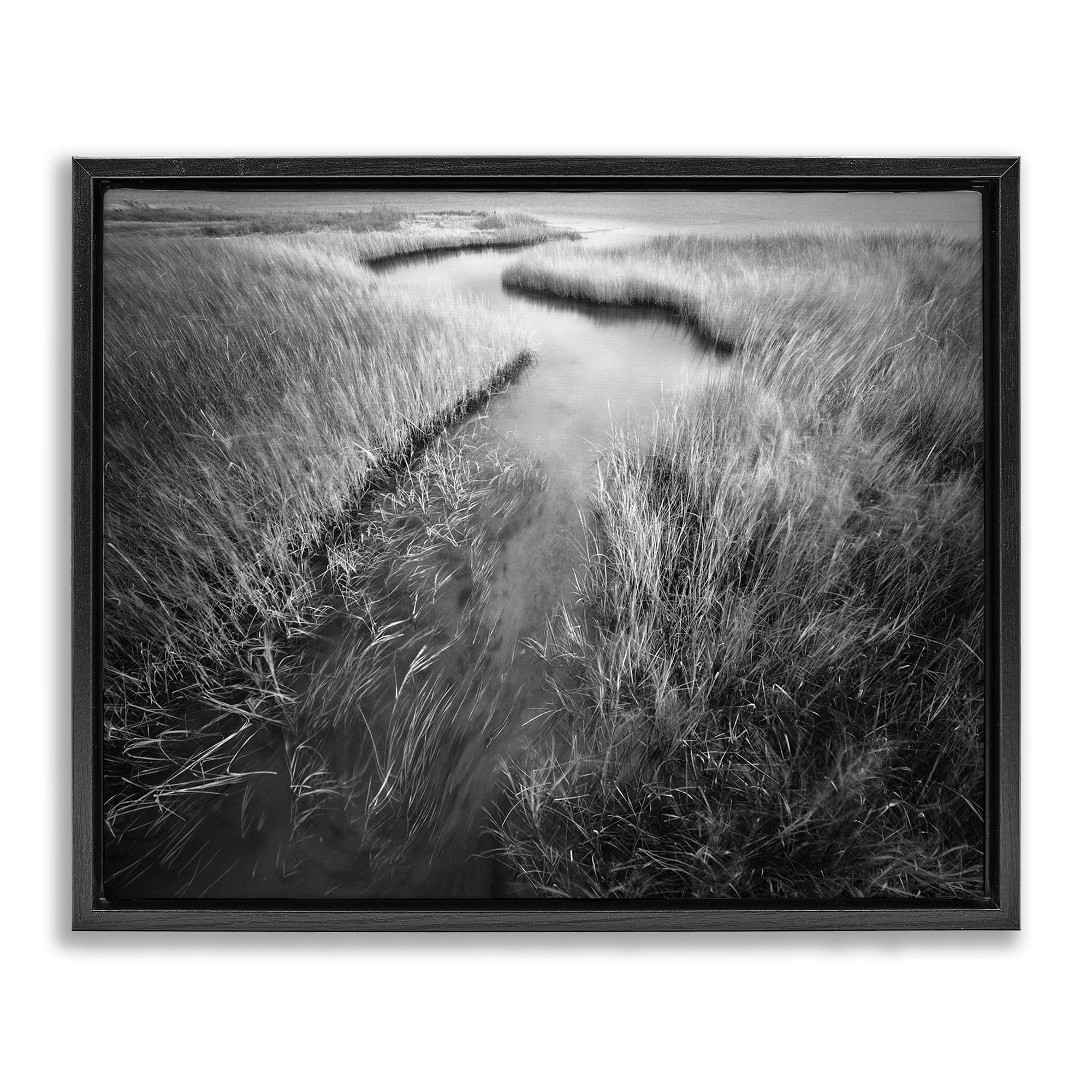 Stupell Industries Meandering Estuary View Landscape Photography Black Floater Framed Art Print Wall Art, 31 x 25
