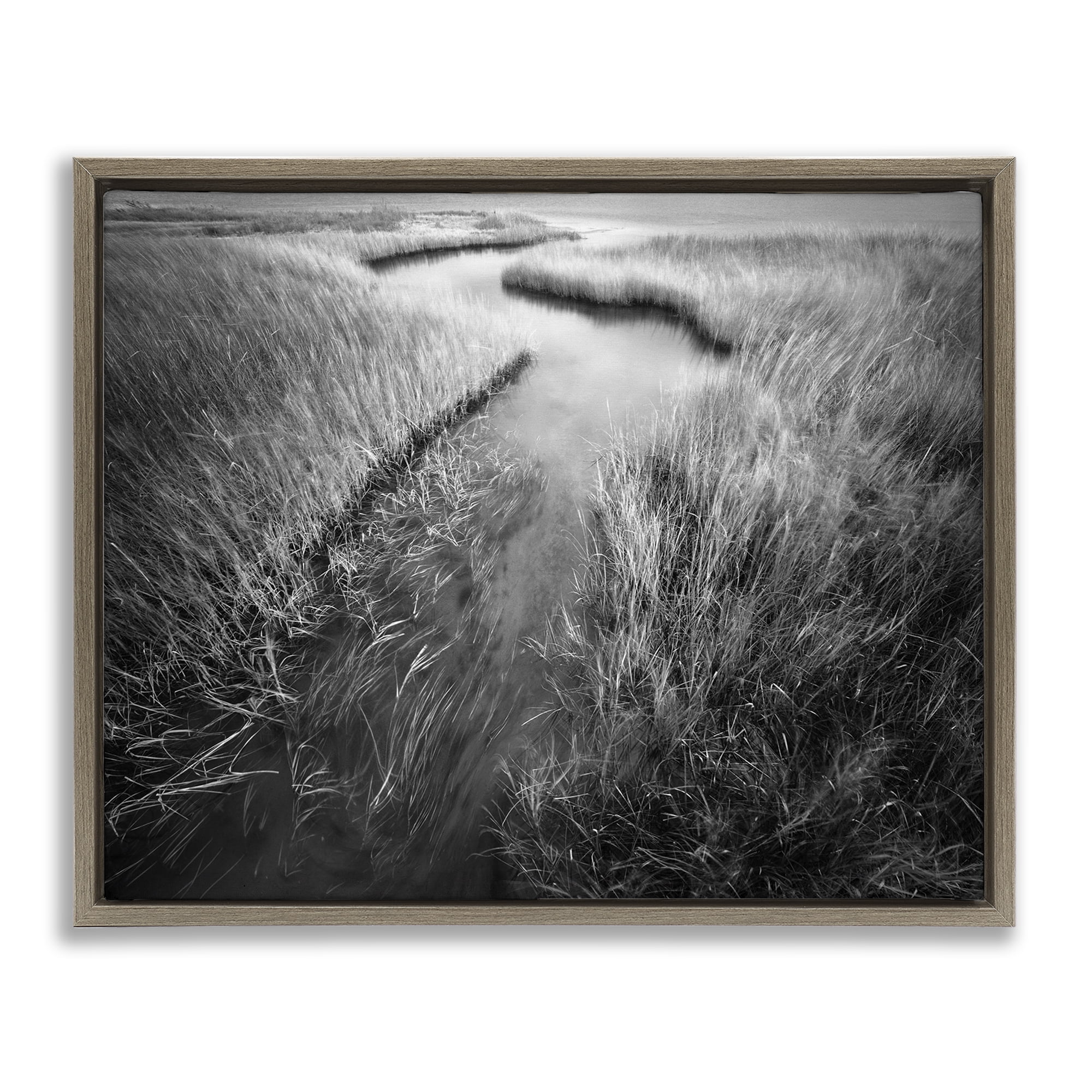 Stupell Industries Meandering Estuary View Landscape Photography Brown Floater Framed Art Print Wall Art, 21 x 17