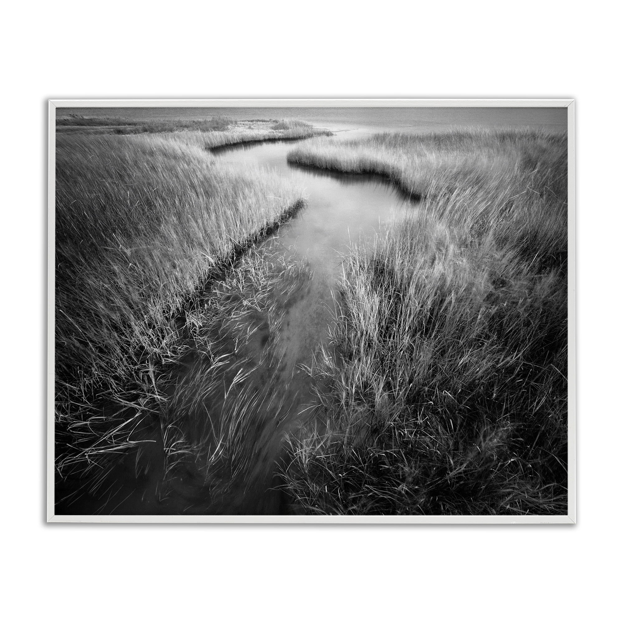 Stupell Industries Meandering Estuary View Landscape Photography White Framed Art Print Wall Art, 14 x 11