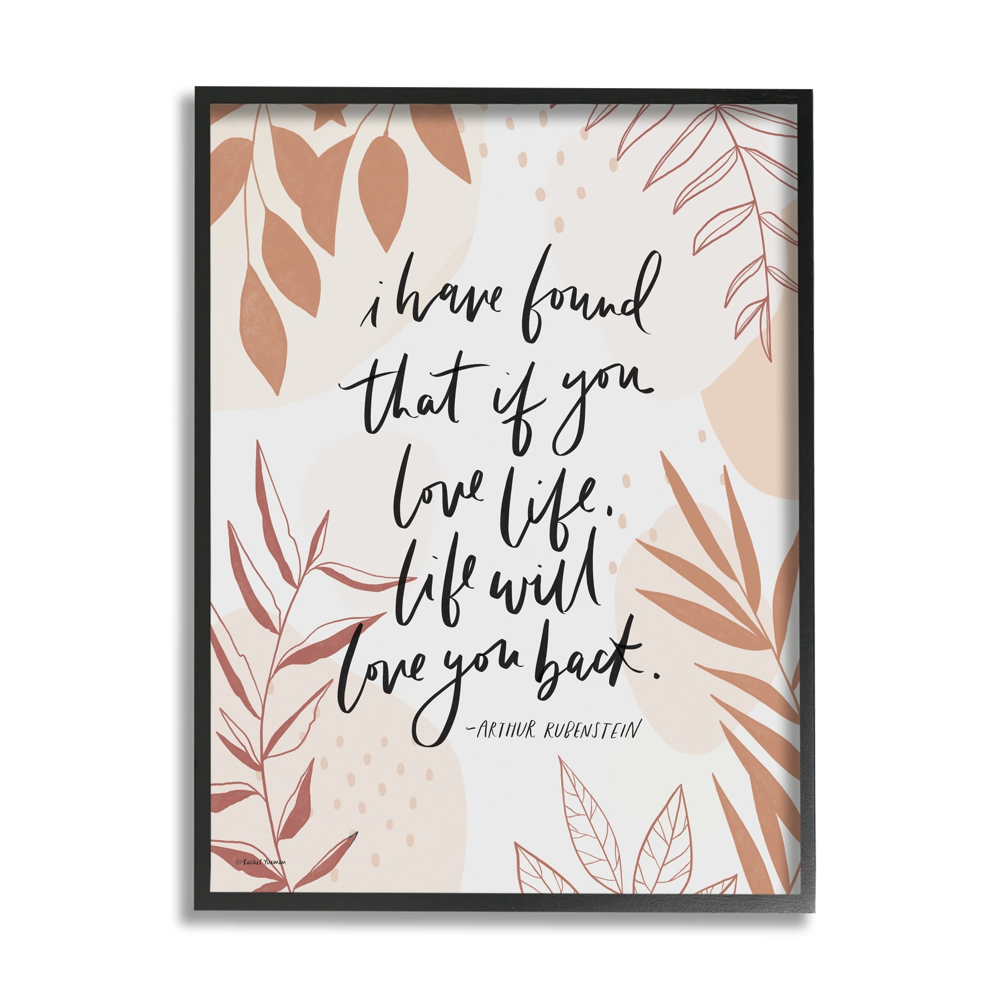 Stupell Industries Meaningful Love Life Calligraphy Botanical Patterned Border Framed Wall Art, 16 x 20, Design by Rachel Nieman