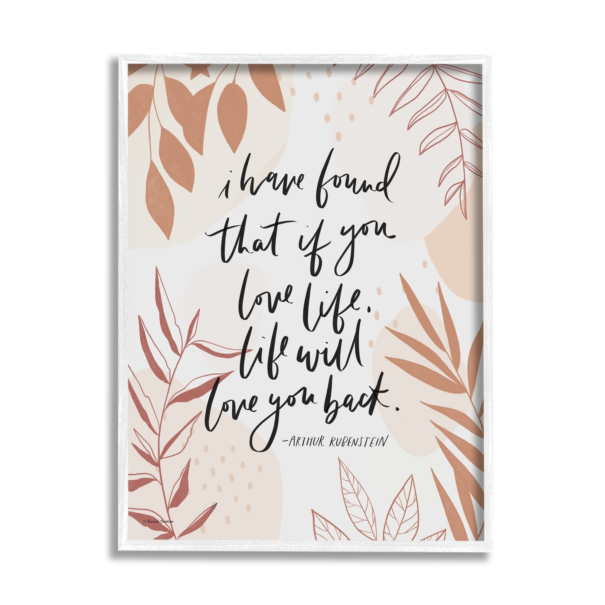 Stupell Industries Meaningful Love Life Calligraphy Botanical Patterned Border Framed Wall Art, 24 x 30, Design by Rachel Nieman