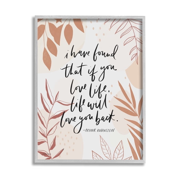 Stupell Industries Meaningful Love Life Calligraphy Botanical Patterned Border Framed Wall Art, 24 x 30, Design by Rachel Nieman