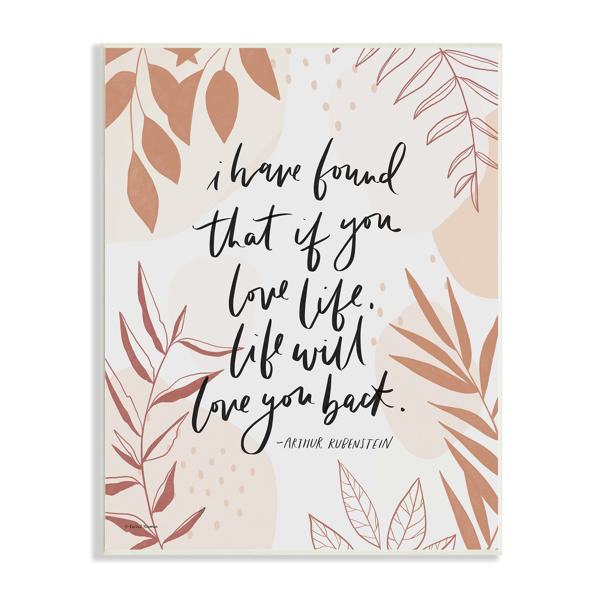 Stupell Industries Meaningful Love Life Calligraphy Botanical Patterned Border Wood Wall Art, 13 x 19, Design by Rachel Nieman