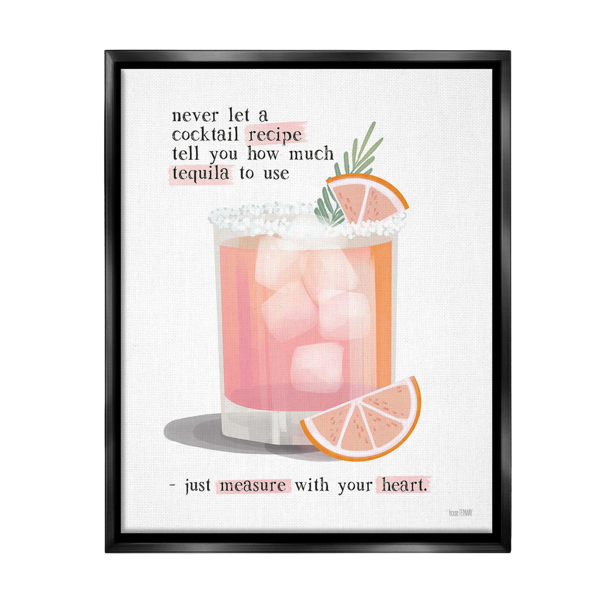 Stupell Industries Measure With Your Heart Food & Beverage Painting Black Floater Framed Canvas Art Print Wall Art, 17 x 21