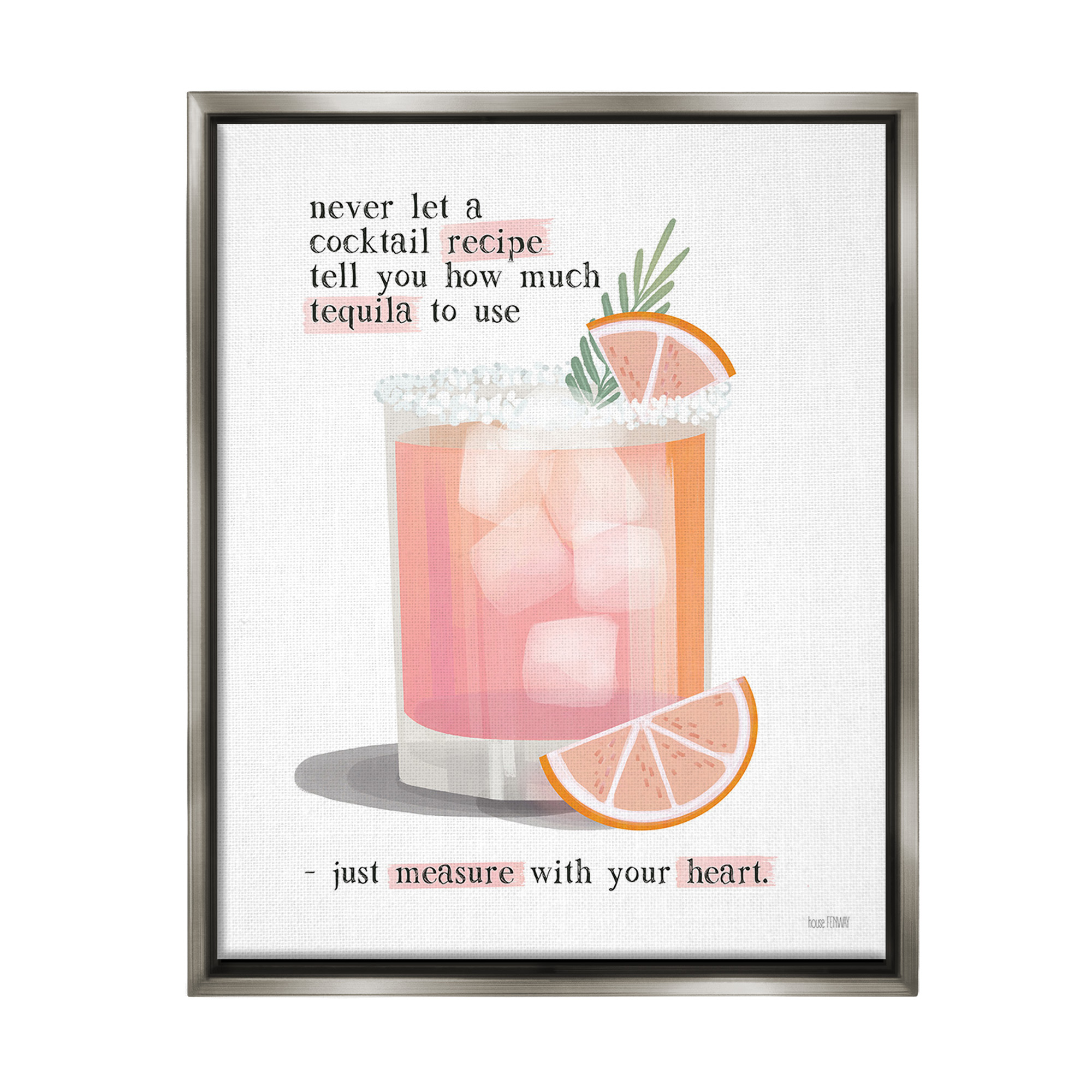 Stupell Industries Measure With Your Heart Food & Beverage Painting Gray Floater Framed Canvas Art Print Wall Art, 25 x 31