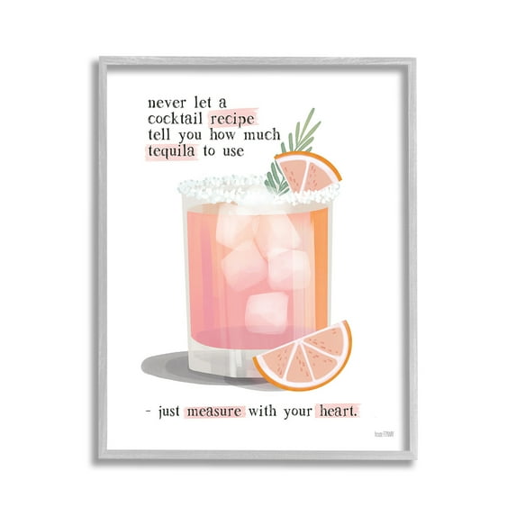 Stupell Industries Measure With Your Heart Food & Beverage Painting Gray Framed Art Print Wall Art, 11 x 14