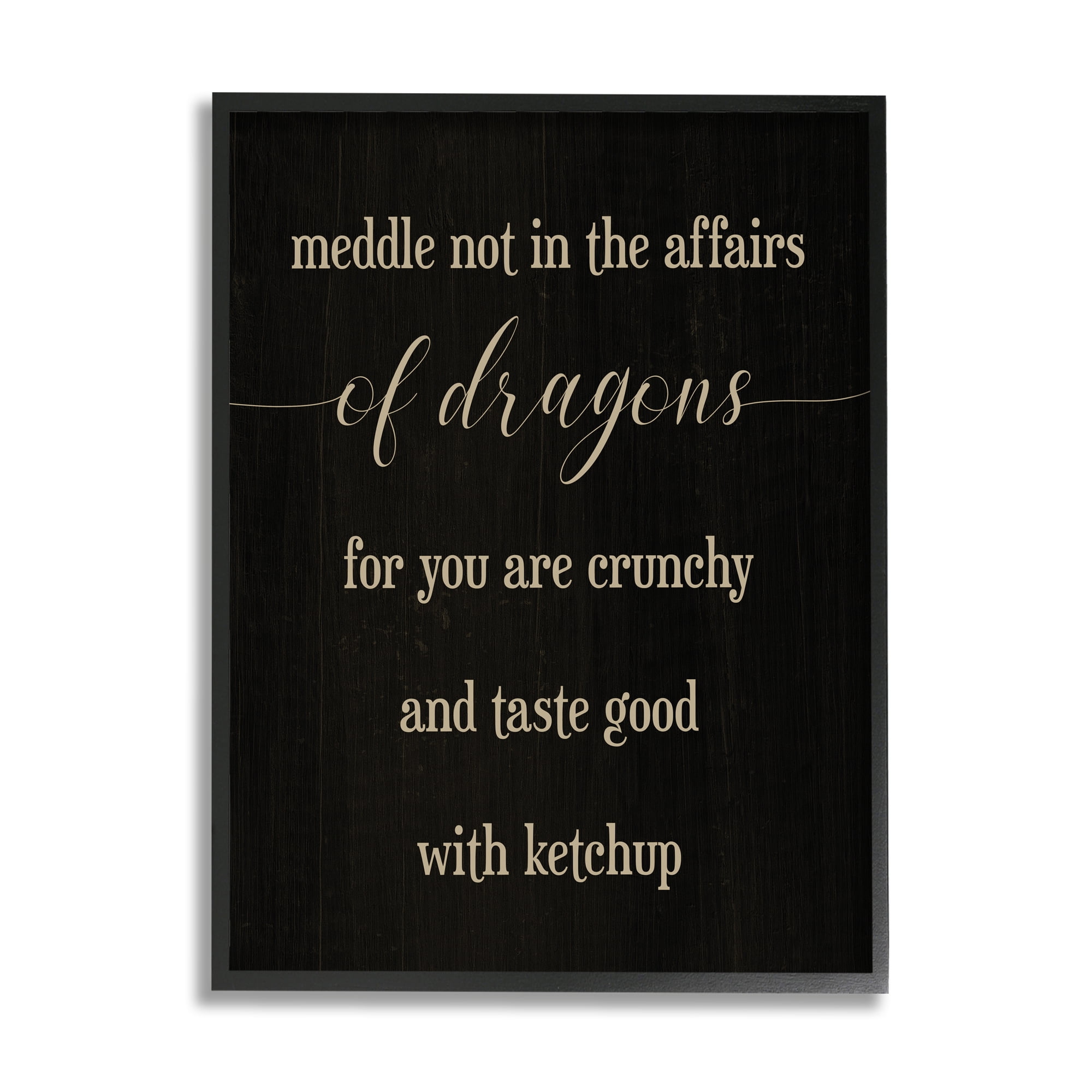 Stupell Industries Meddle Not In Dragon Affairs Saying Mythical Creature Fairy Tales & Fantasy Painting Black Framed Art Print Wall Art, 16 x 20