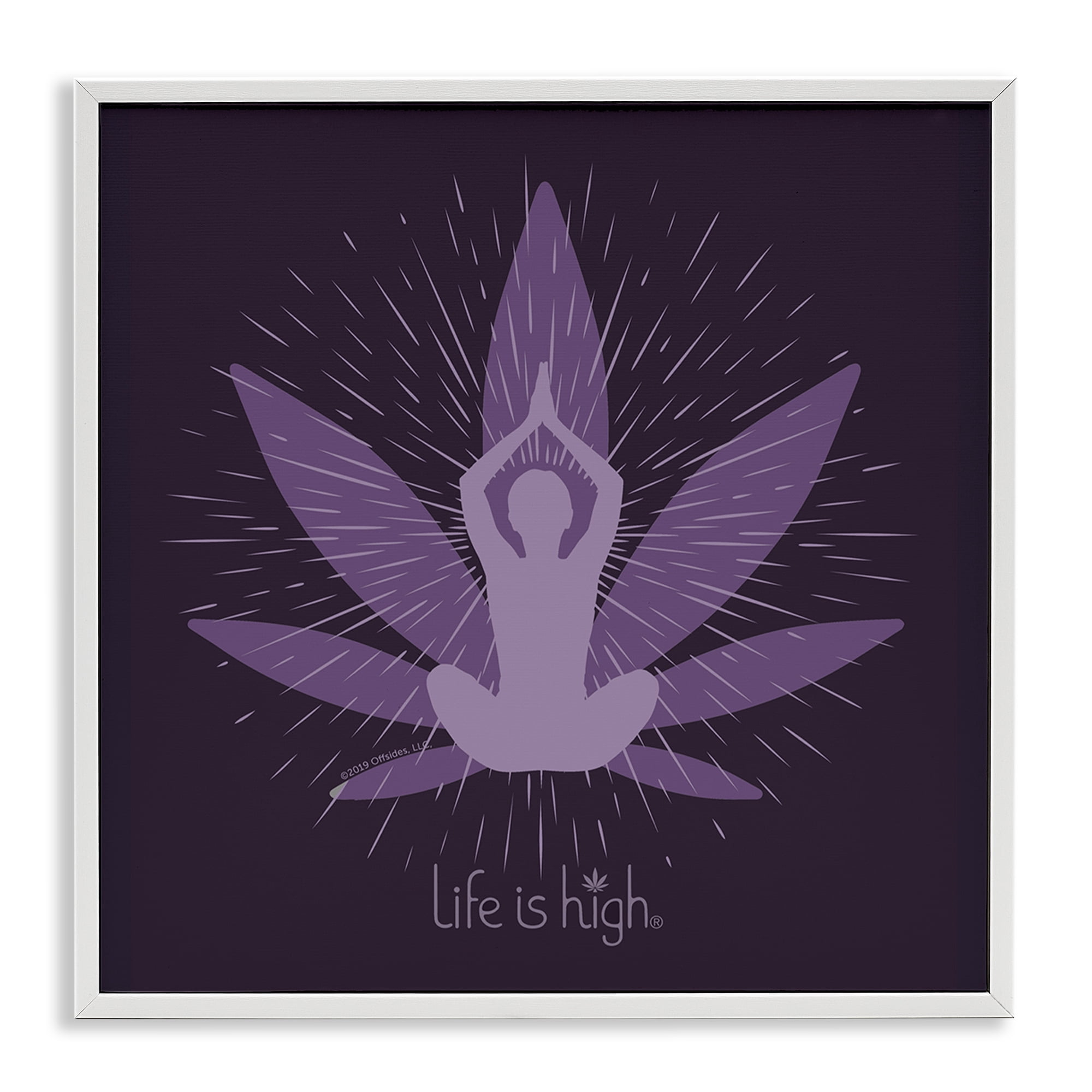 Stupell Industries Meditating Mindful Plant Novelty & Humor Painting White Framed Art Print Wall Art, 24 x 24