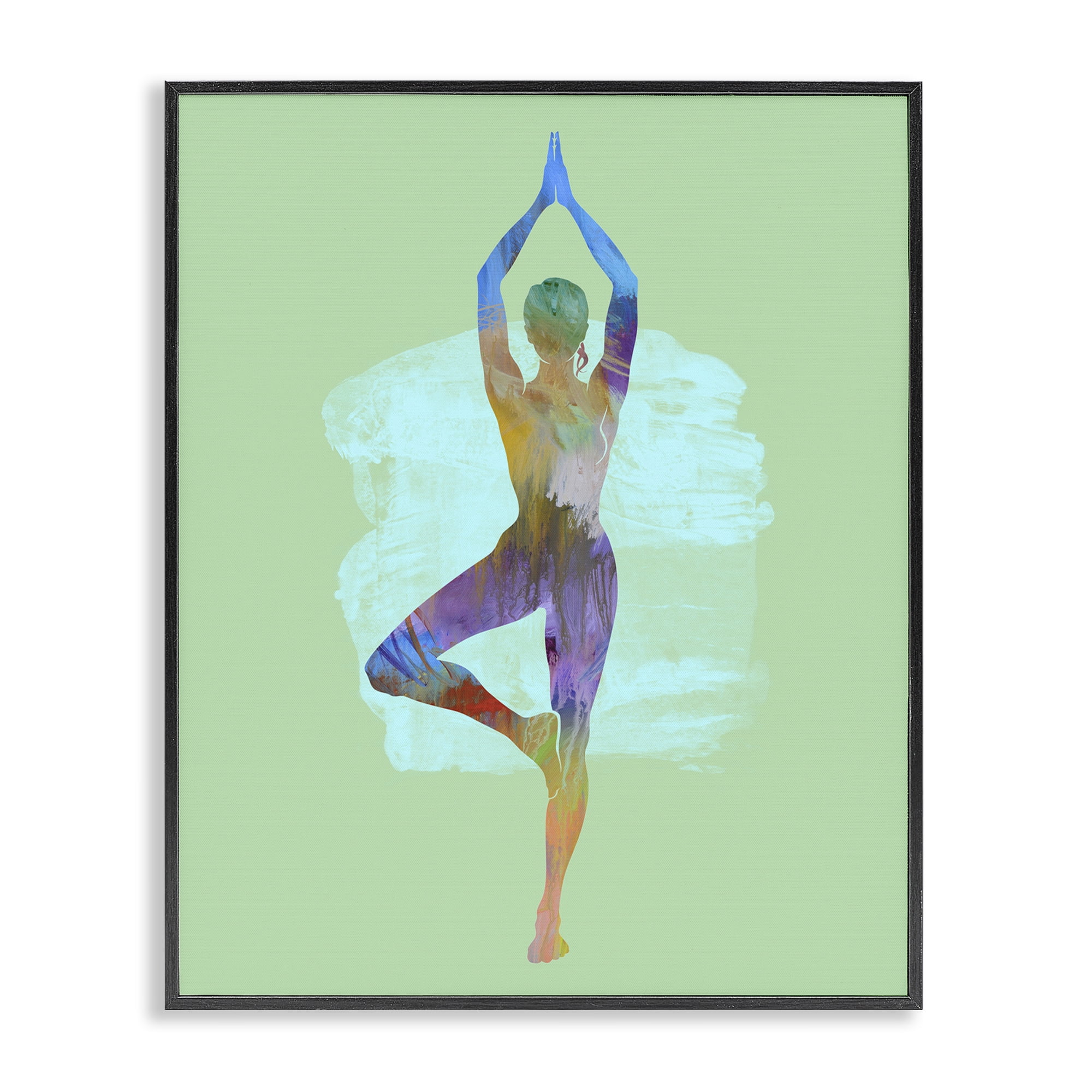 Stupell Industries Meditating Standing Pose Sports Painting Black Framed Art Print Wall Art, 11 x 14