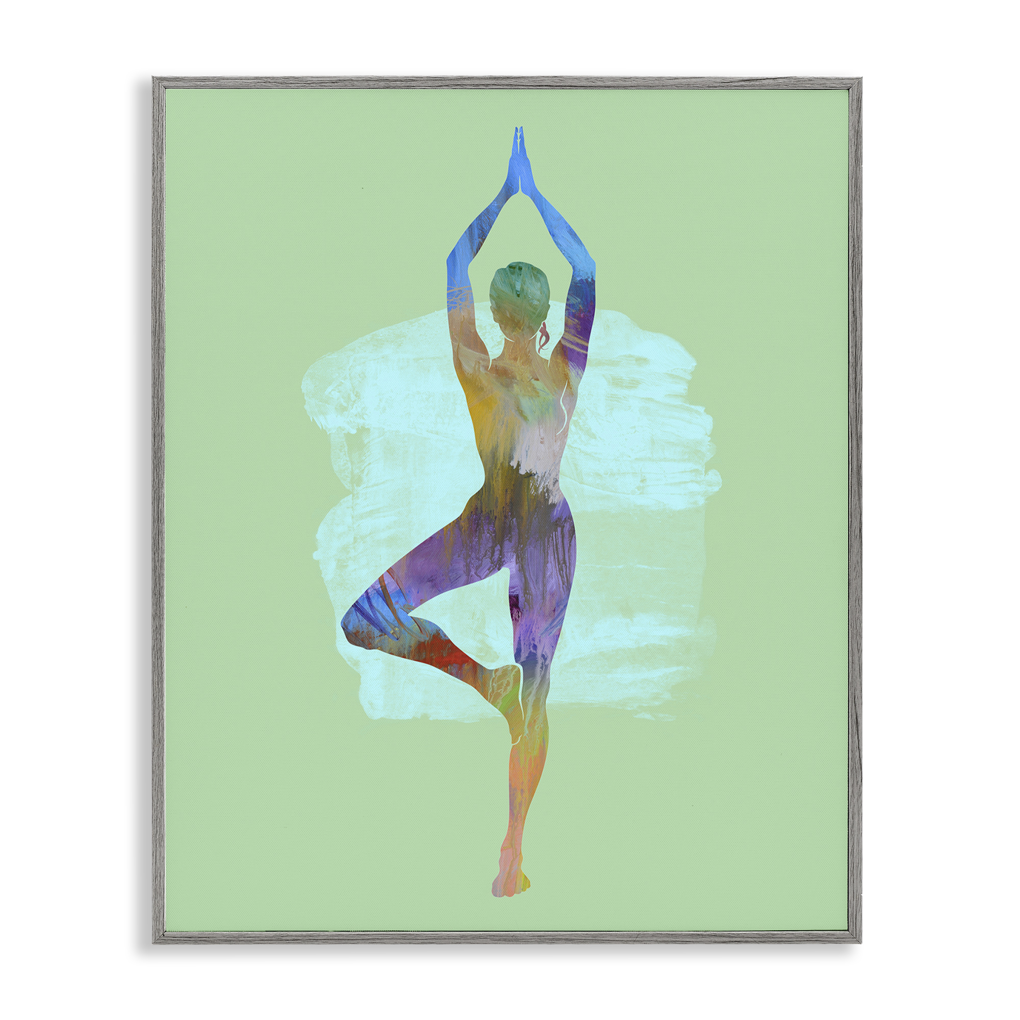 Stupell Industries Meditating Standing Pose Sports Painting Gray Framed Art Print Wall Art, 16 x 20