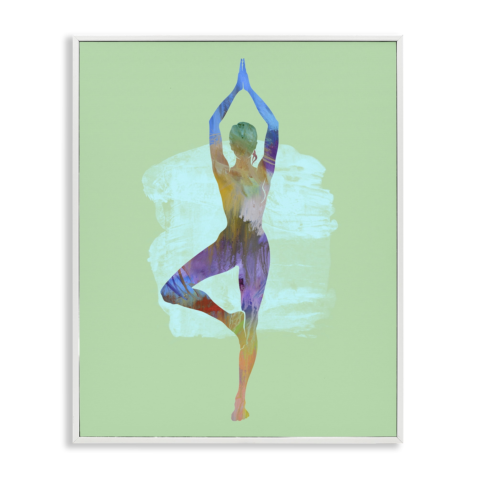 Stupell Industries Meditating Standing Pose Sports Painting White Framed Art Print Wall Art, 24 x 30