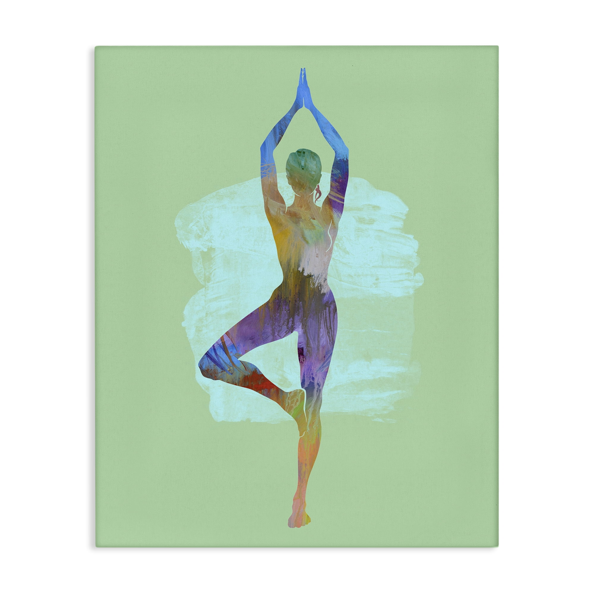 Stupell Industries Meditating Standing Pose Sports Painting Wrapped Canvas Art Print Wall Art, 30 x 40
