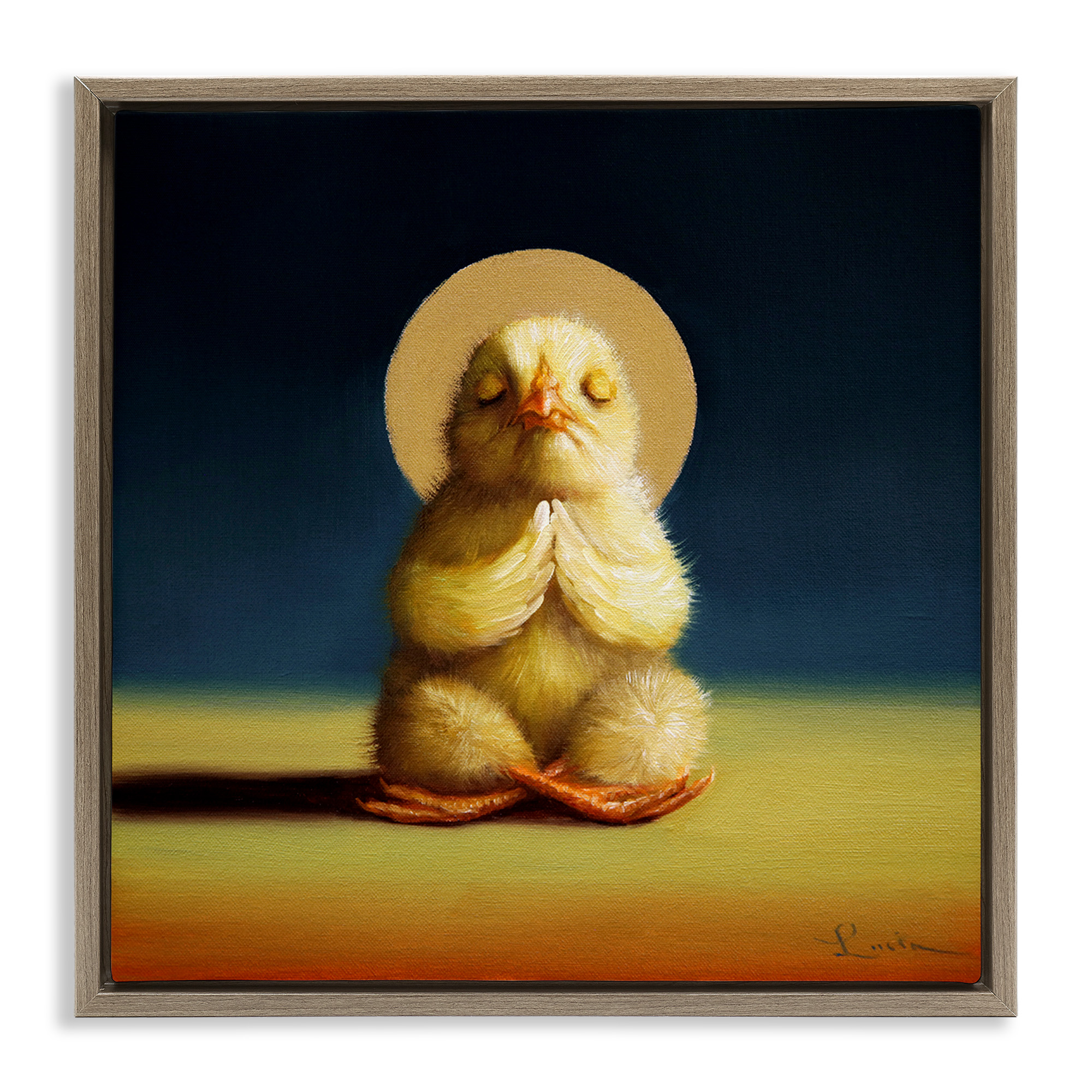 Stupell Industries Meditating Yoga Chick Animals & Insects Painting Brown Floater Framed Canvas Art Print Wall Art, 25 x 25