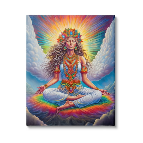 Stupell Industries Meditation Among Clouds Fairy Tales & Fantasy Painting Gallery Wrapped Canvas Art Print Wall Art, 16 x 20