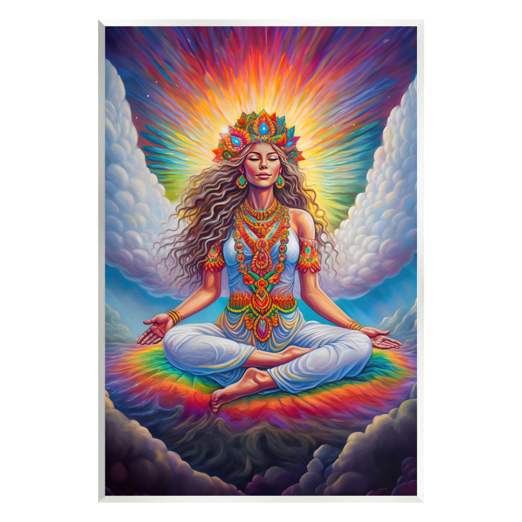 Stupell Industries Meditation Among Clouds Fairy Tales & Fantasy Painting Unframed Art Print Wall Art, 13 x 19
