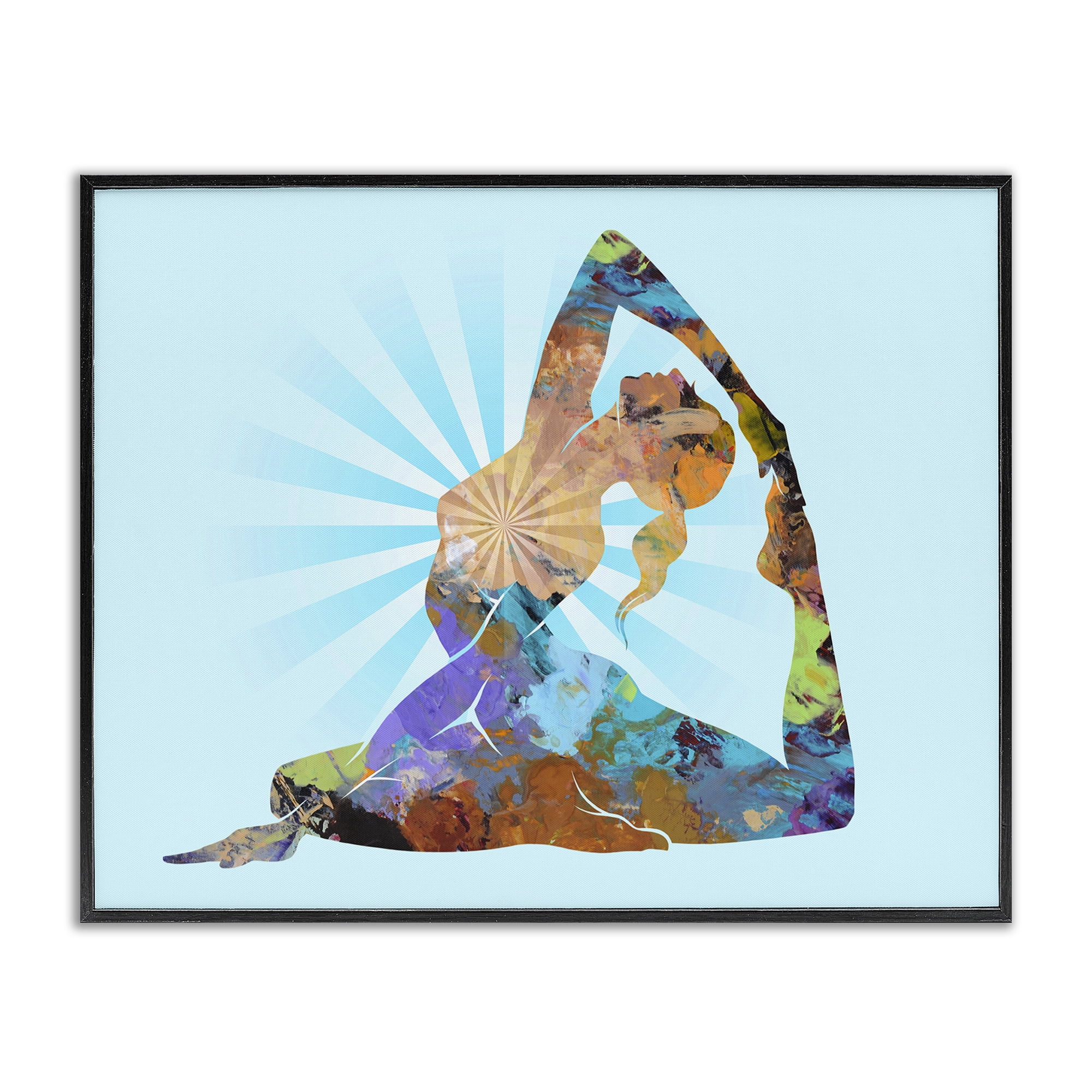 Stupell Industries Meditative Mindful Yoga People Painting Black Framed Art Print Wall Art, 30 x 24