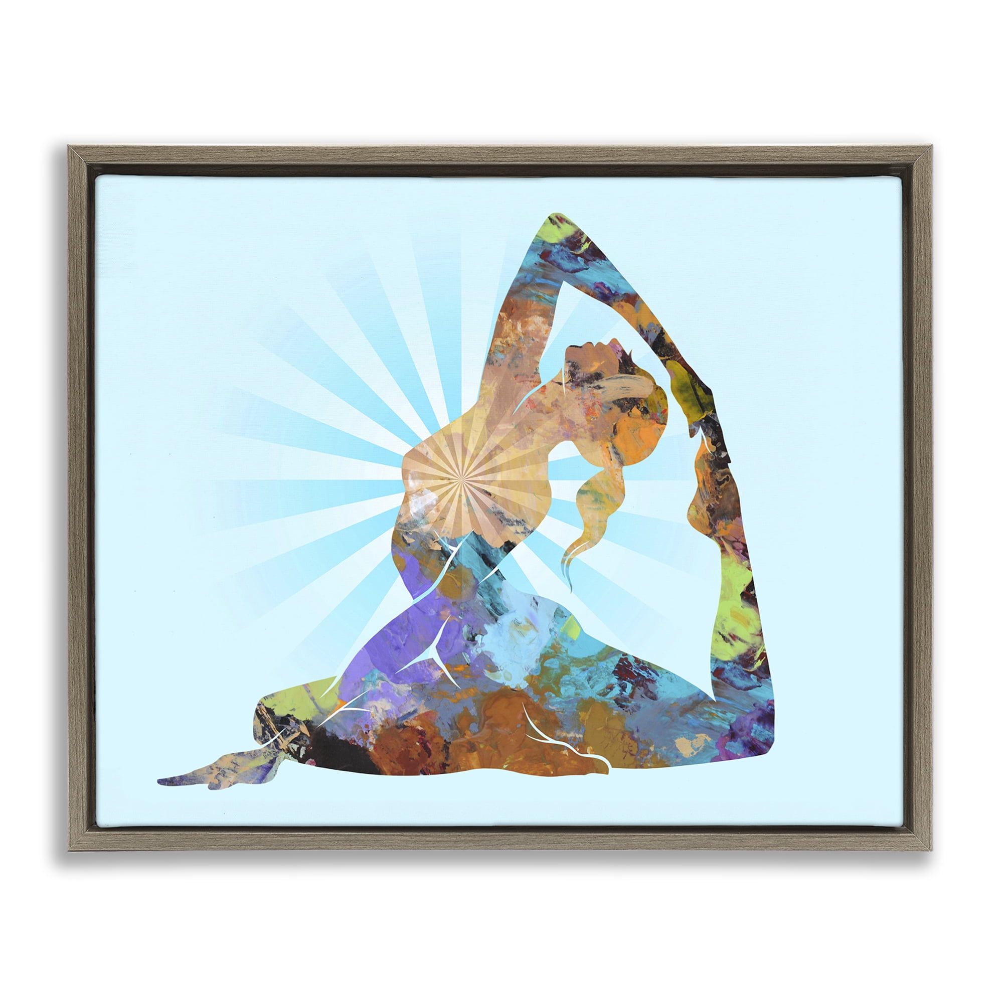 Stupell Industries Meditative Mindful Yoga People Painting Brown Floater Framed Canvas Art Print Wall Art, 21 x 17