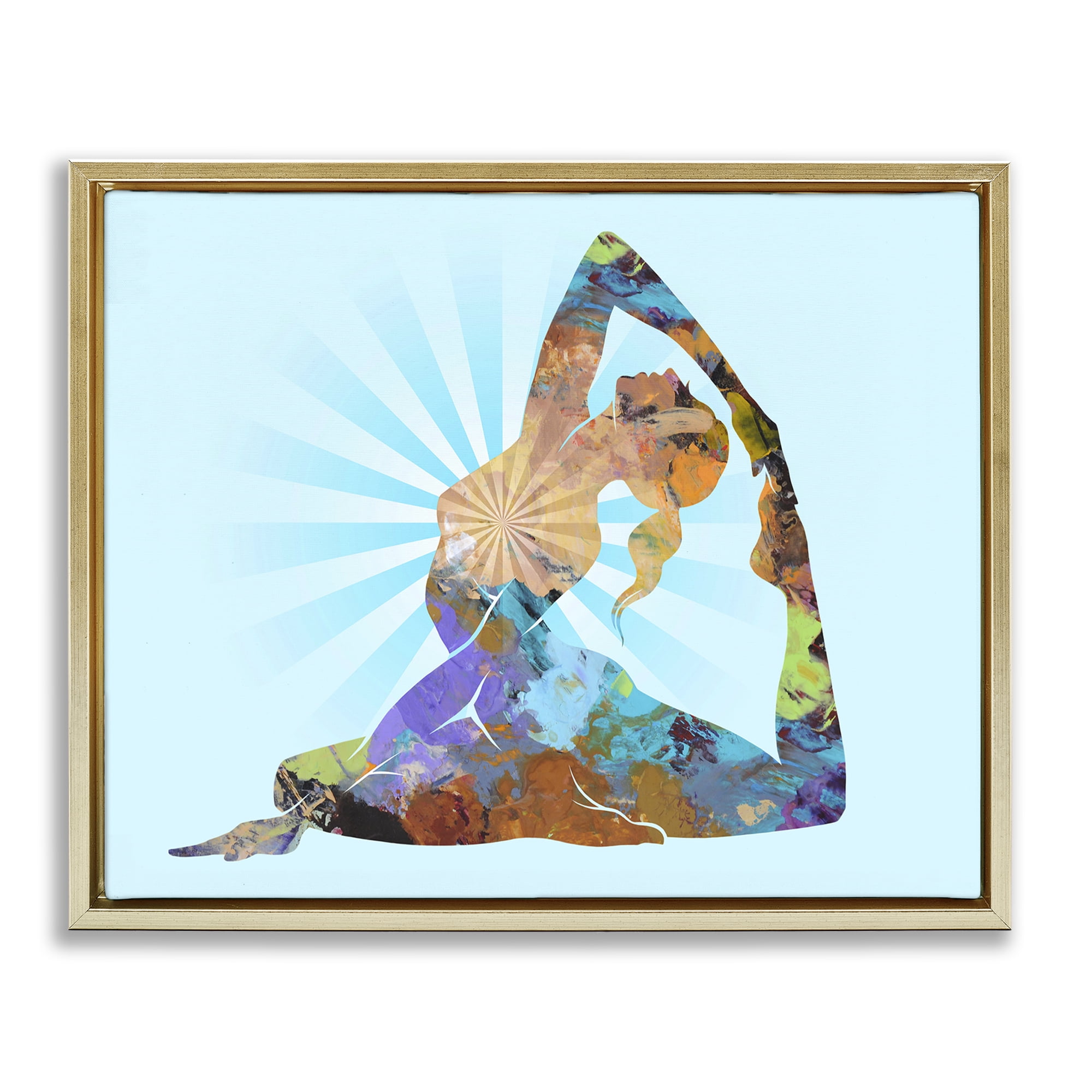 Stupell Industries Meditative Mindful Yoga People Painting Gold Floater Framed Canvas Art Print Wall Art, 21 x 17