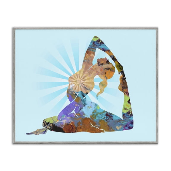 Stupell Industries Meditative Mindful Yoga People Painting Gray Framed Art Print Wall Art, 30 x 24