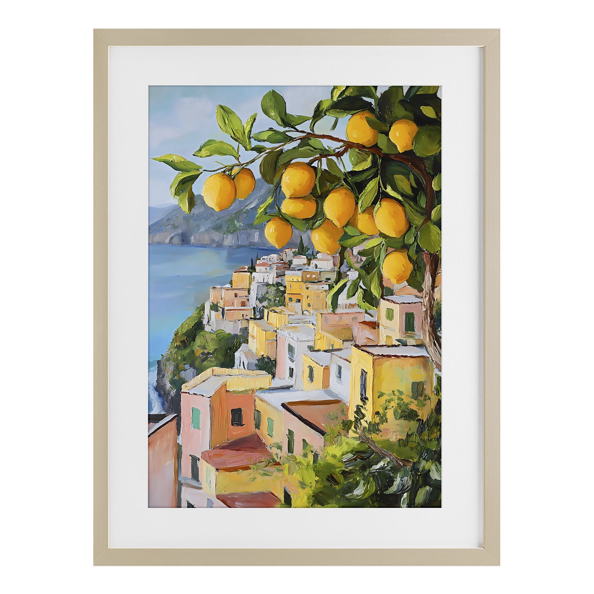 Stupell Industries Mediterranean Lemon Tree Scenery Birch Framed Print Under Glass, design by Creative Studio