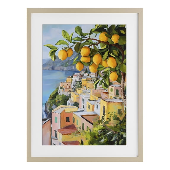 Stupell Industries Cottage Mediterranean Lemon Tree Scenery Birch Framed Print Under Glass, 14 x 20, by Creative Studio