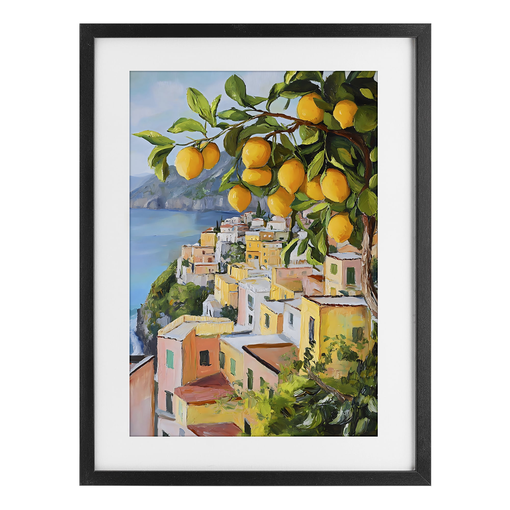 Stupell Industries Mediterranean Lemon Tree Scenery Black Framed Print Under Glass, design by Creative Studio