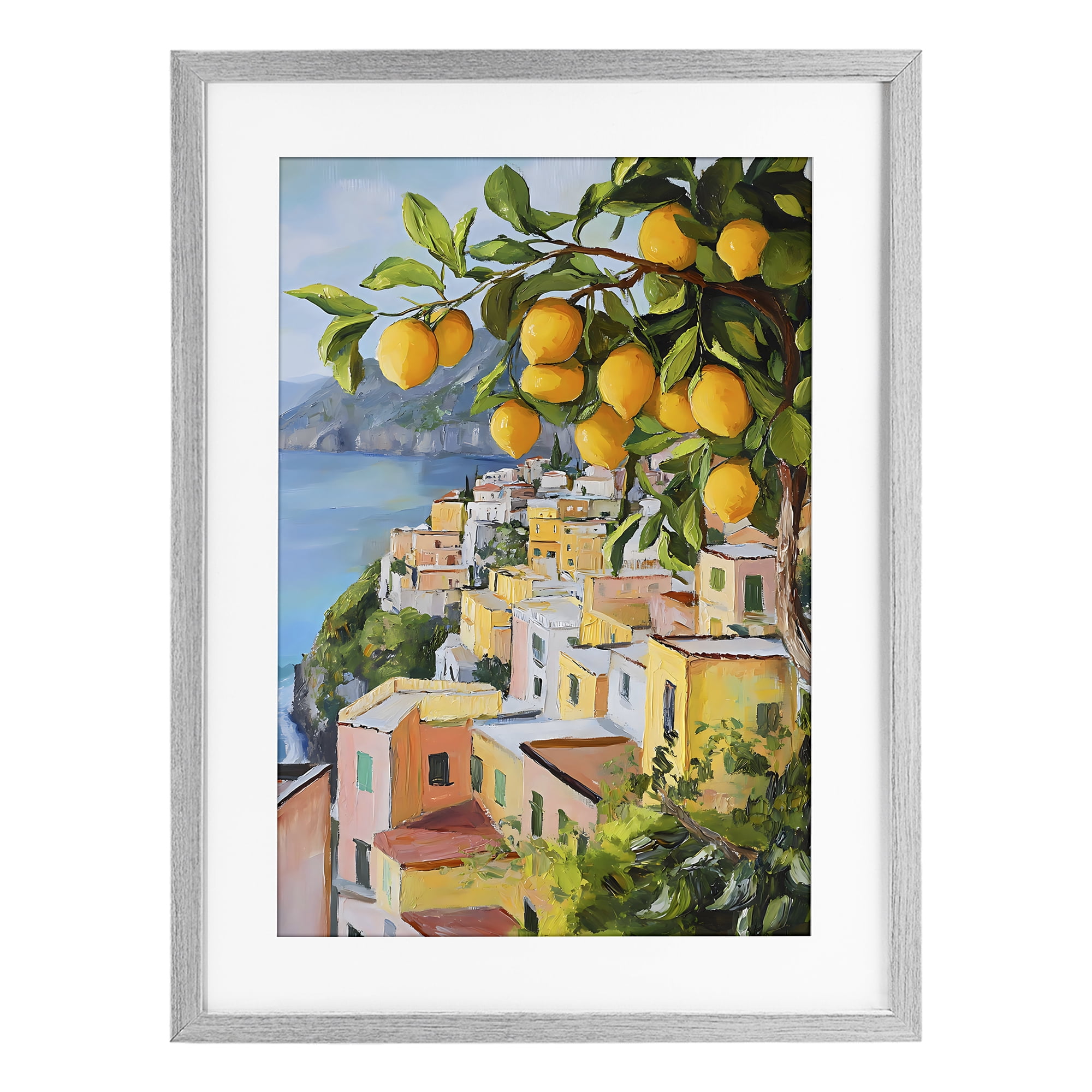Stupell Industries Mediterranean Lemon Tree Scenery Gray Framed Print Under Glass, design by Creative Studio