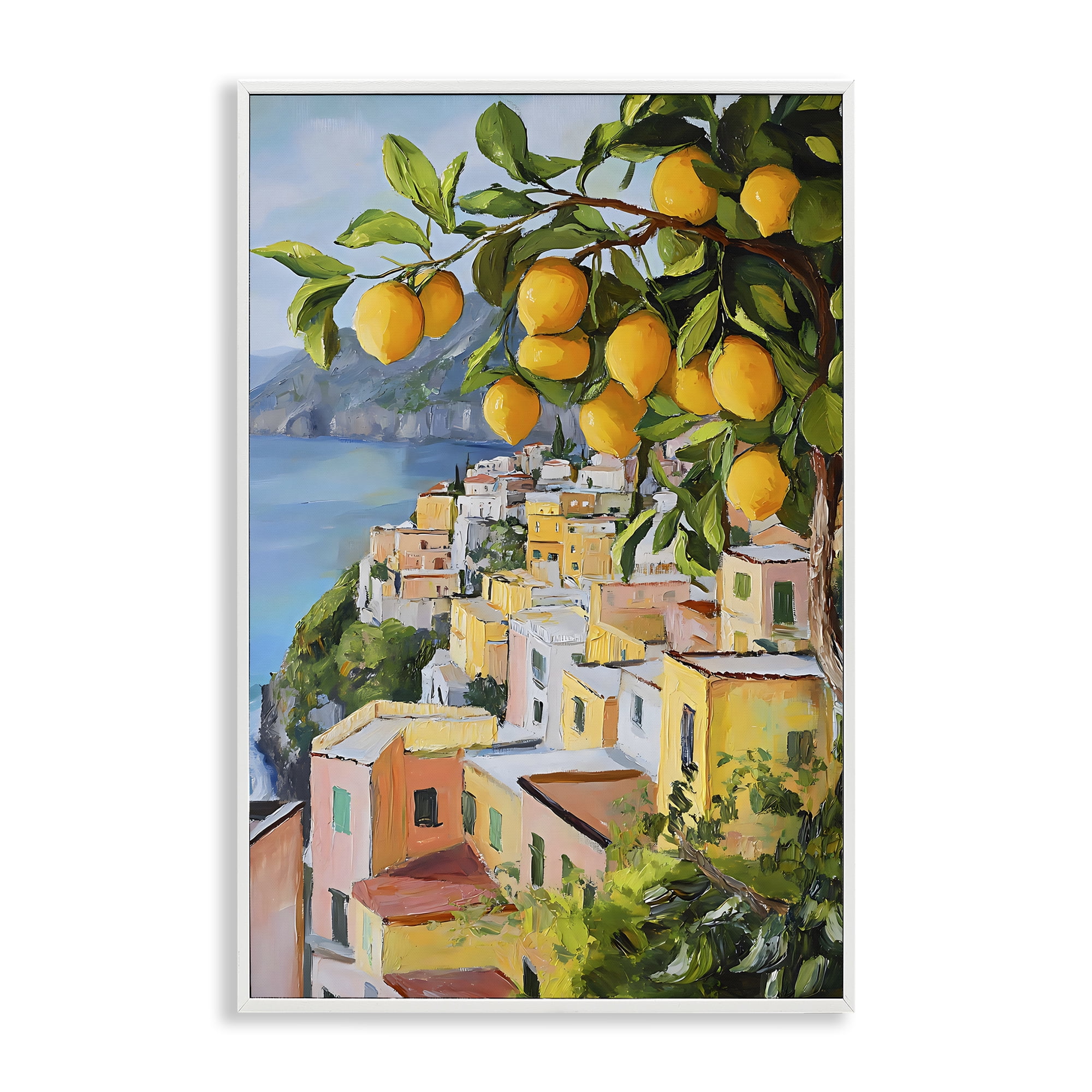 Stupell Industries Mediterranean Lemon Tree Scenery White Framed Giclee Art, design by Creative Studio