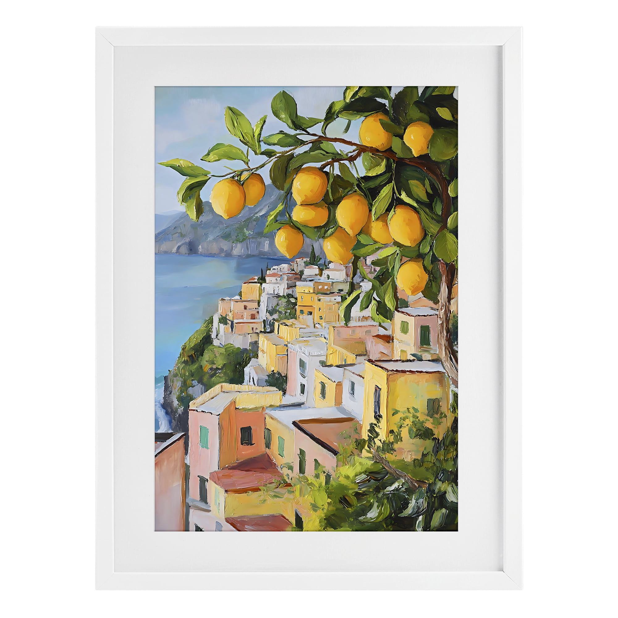 Stupell Industries Mediterranean Lemon Tree Scenery White Framed Print Under Glass, design by Creative Studio