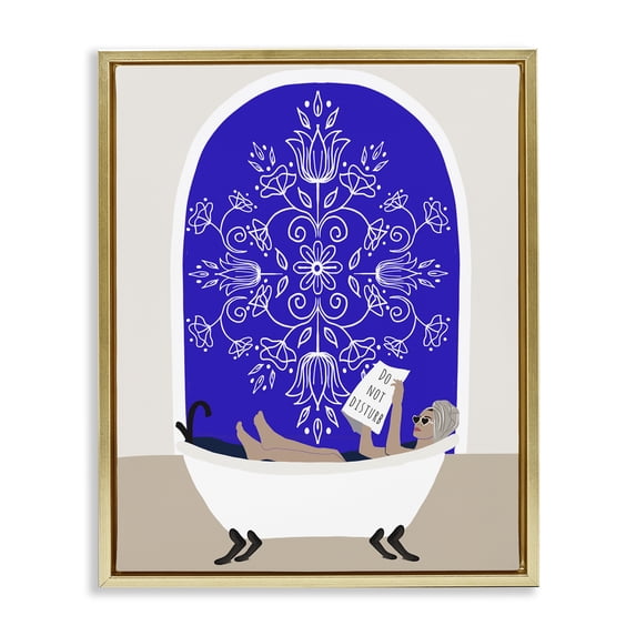 Stupell Industries Mediterranean Muse Bathtub Gold Framed Floater Canvas Wall Art design by Chen Alyesh, 31 x 25