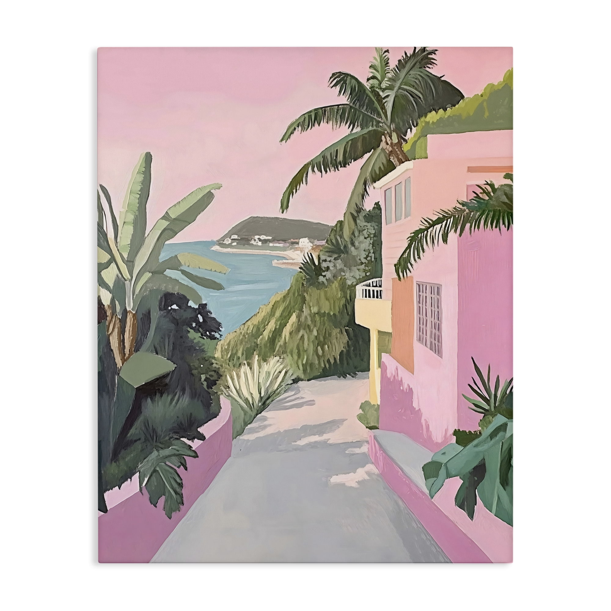 Stupell Industries Mediterranean Pink Coastal House Canvas Wall Art, design by The Prints Vibe