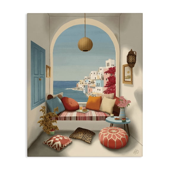 Stupell Industries Eclectic Mediterranean Seaside Window View Canvas Art, 16 x 20, by Lisa R Dumm