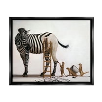 Stupell Industries Meerkats Painting Zebra Stripes Animals & Insects Painting Black Floater Framed Art Print Wall Art