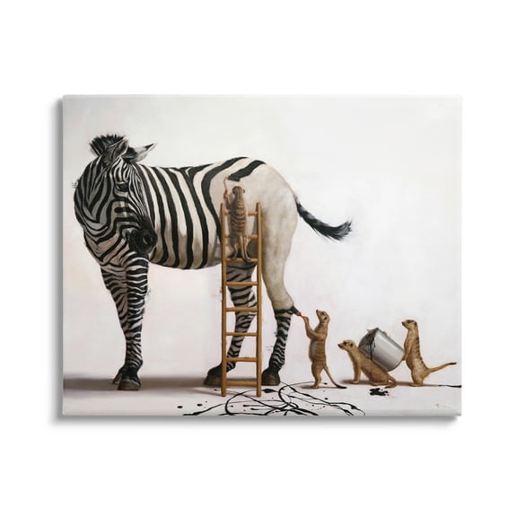 Stupell Industries Meerkats Painting Zebra Stripes Animals & Insects Painting Gallery Wrapped Canvas Print Wall Art