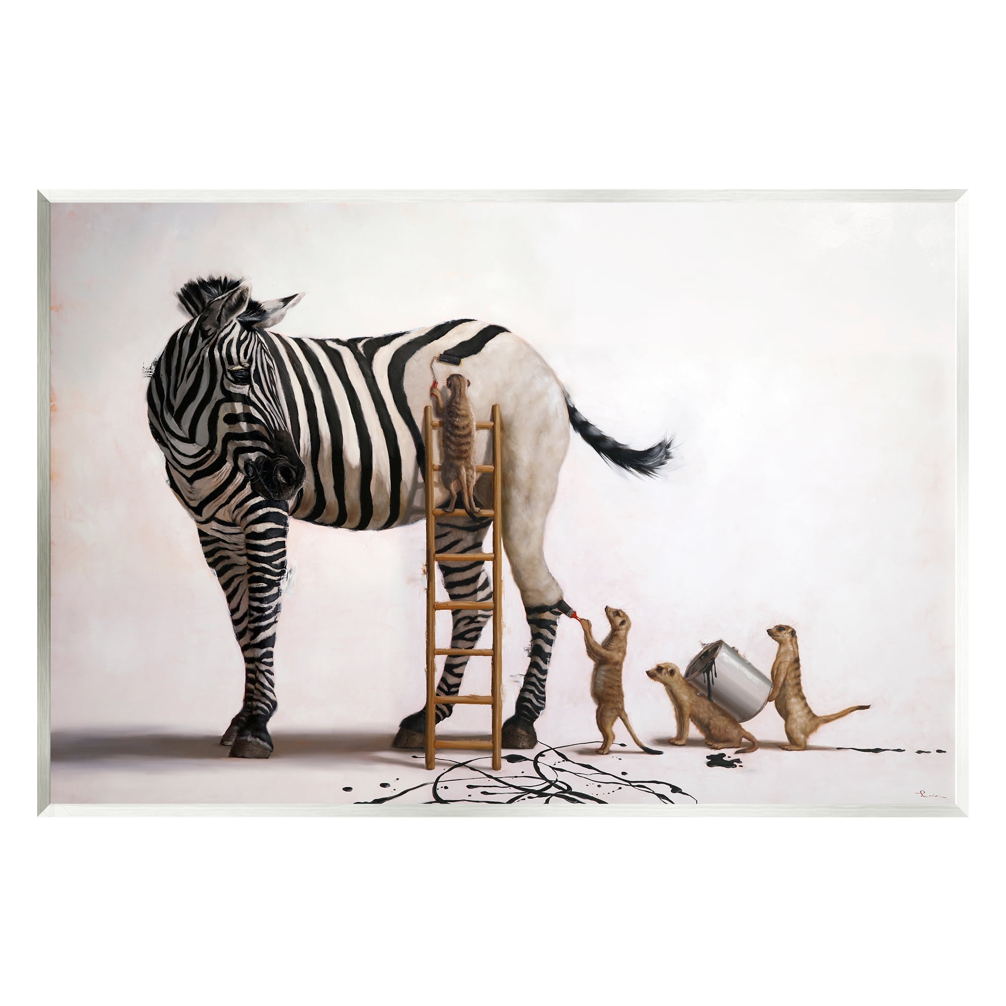 Stupell Industries Meerkats Painting Zebra Stripes Animals & Insects Painting Unframed Art Print Wall Art