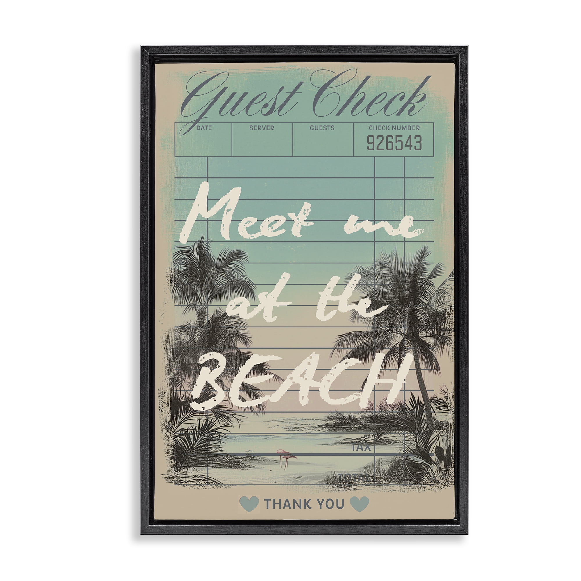 Stupell Industries Meet Me At Beach Check Black Framed Floater Canvas Wall Art, design by Annabelle Hall