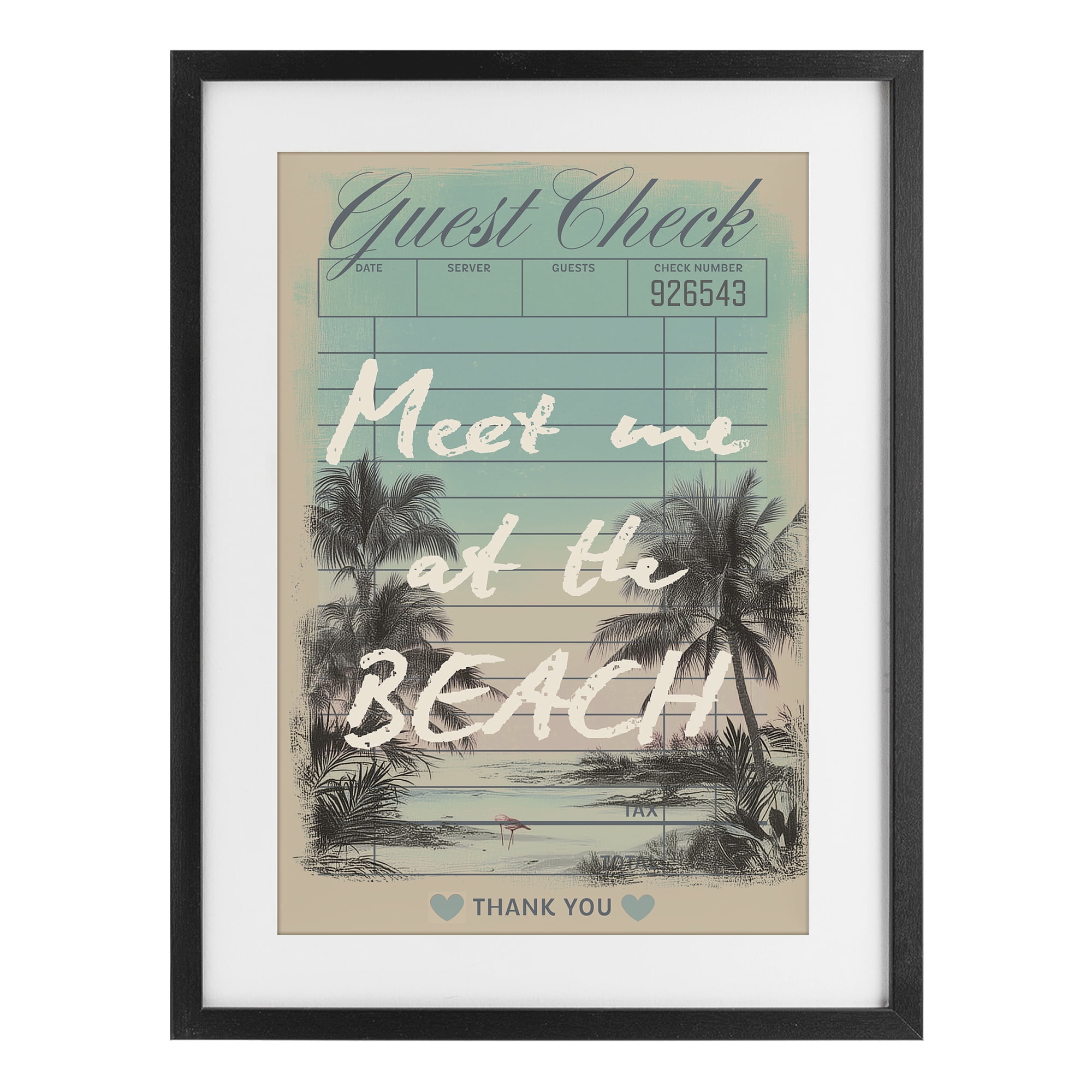 Stupell Industries Meet Me At Beach Check Black Framed Print Under Glass, design by Annabelle Hall