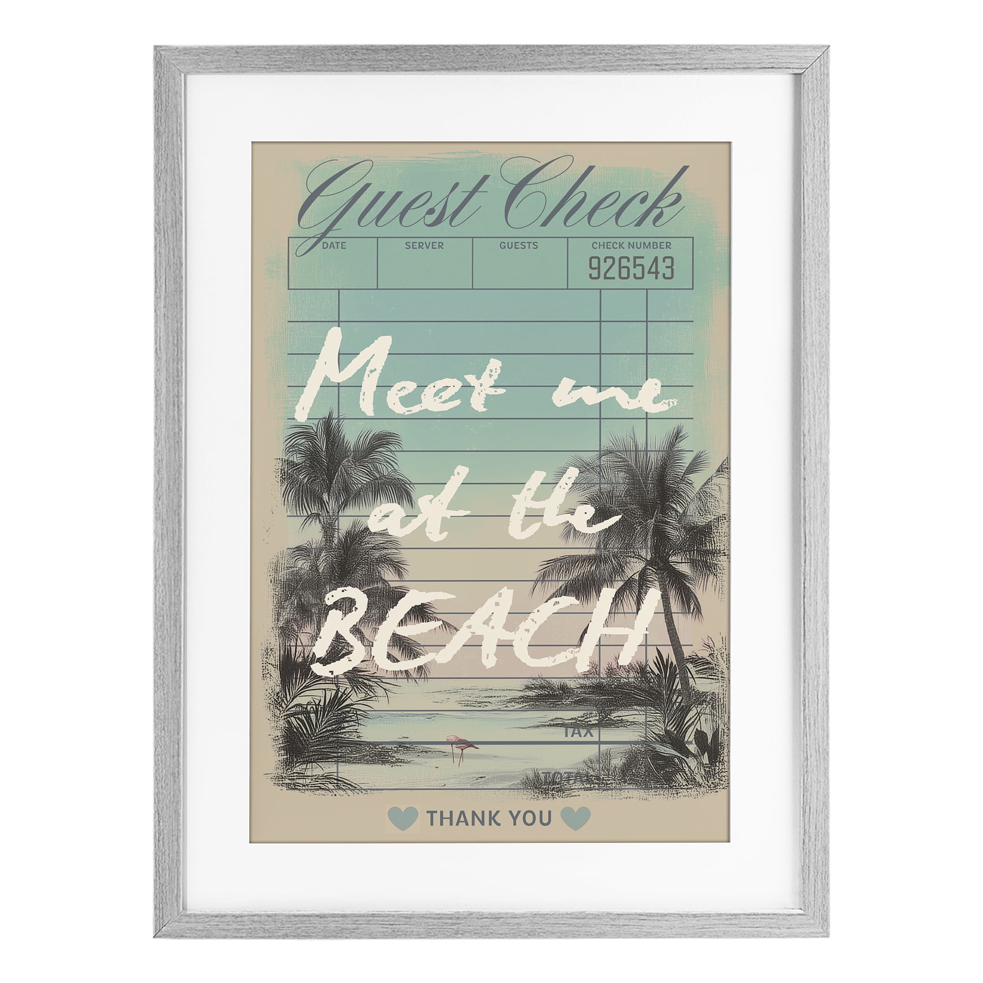 Stupell Industries Meet Me At Beach Check Gray Framed Print Under Glass, design by Annabelle Hall