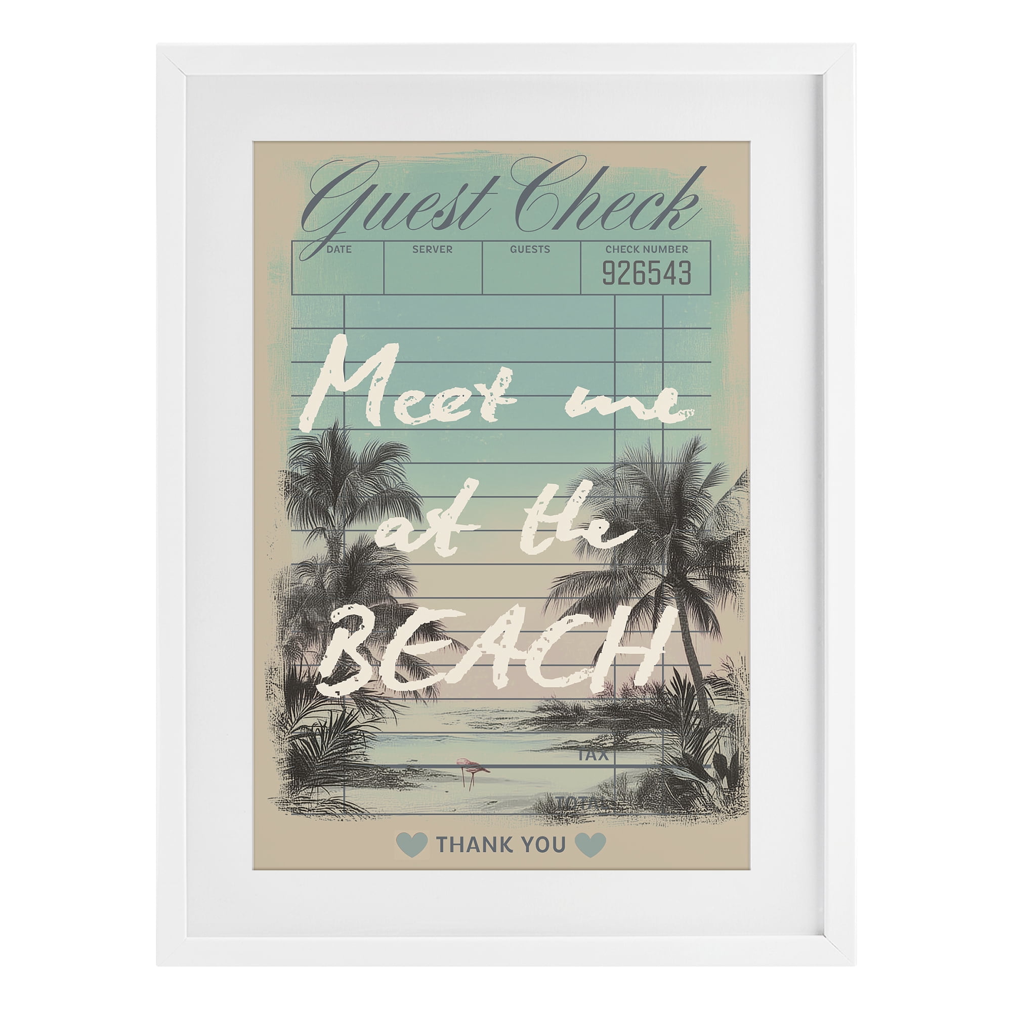 Stupell Industries Meet Me At Beach Check White Framed Print Under Glass, design by Annabelle Hall