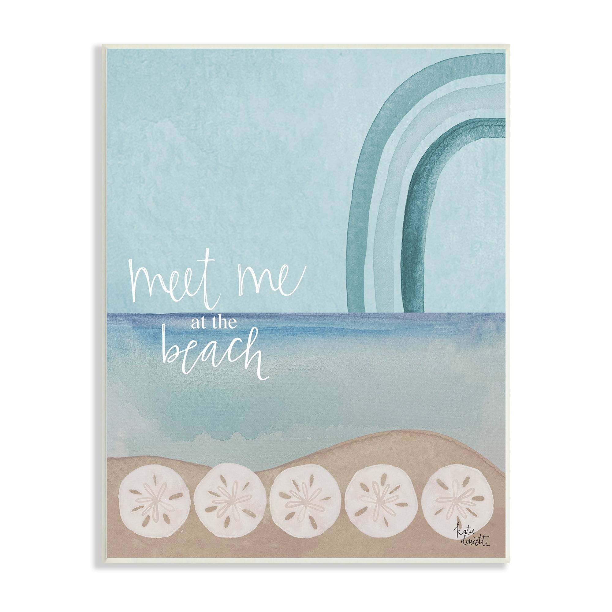 Stupell Industries Meet Me At Beach Sand Dollar Watercolor Rainbow , 10 x 15, Design by Kim Allen