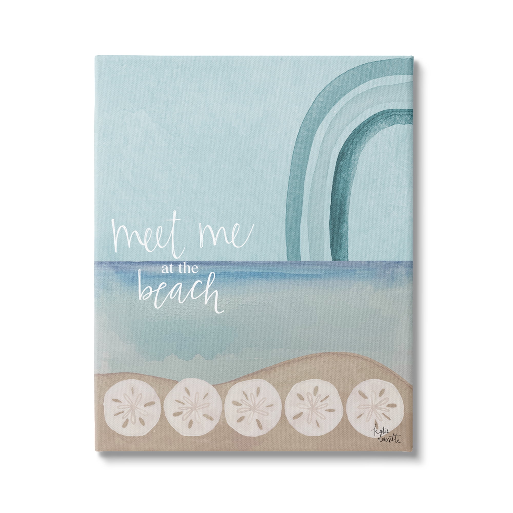 Stupell Industries Meet Me At Beach Sand Dollar Watercolor Rainbow , 36 x 48, Design by Kim Allen