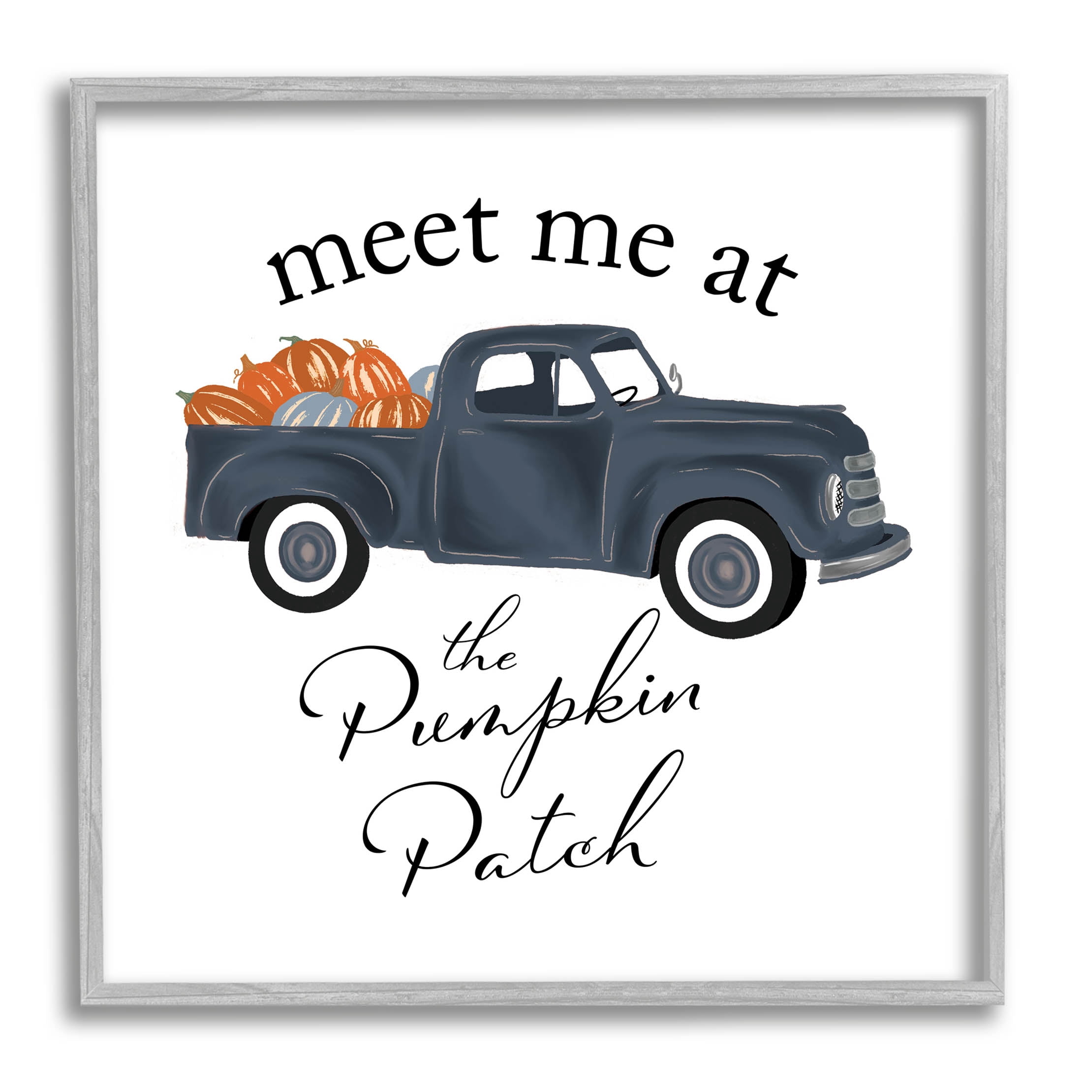 Stupell Industries Meet Me At Pumpkin Patch Truck Graphic Art Gray Framed Art Print Wall Art, Design by The Saturday Evening Post