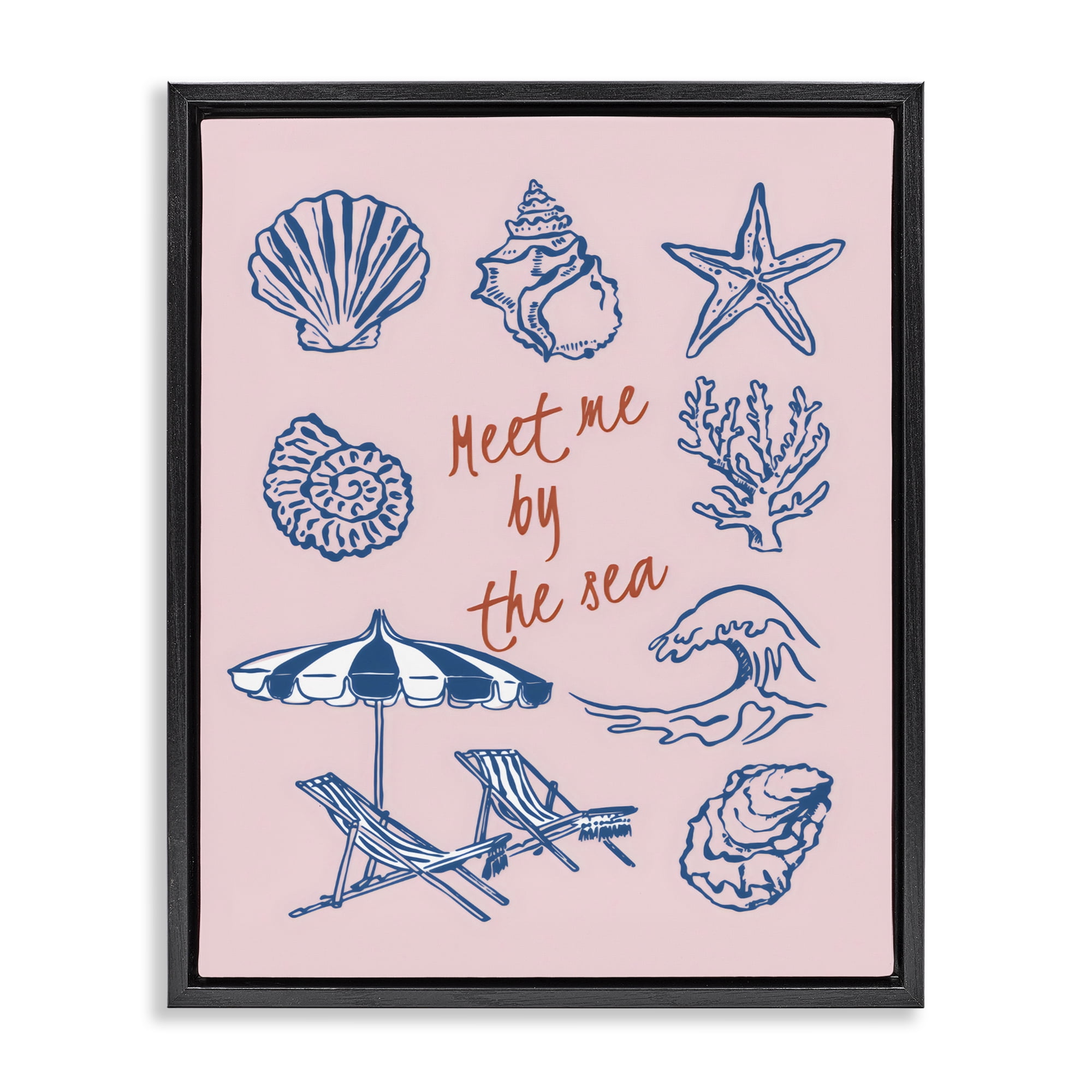 Stupell Industries Meet Me By The Sea Black Framed Floater Canvas Wall Art, design by The Prints Vibe
