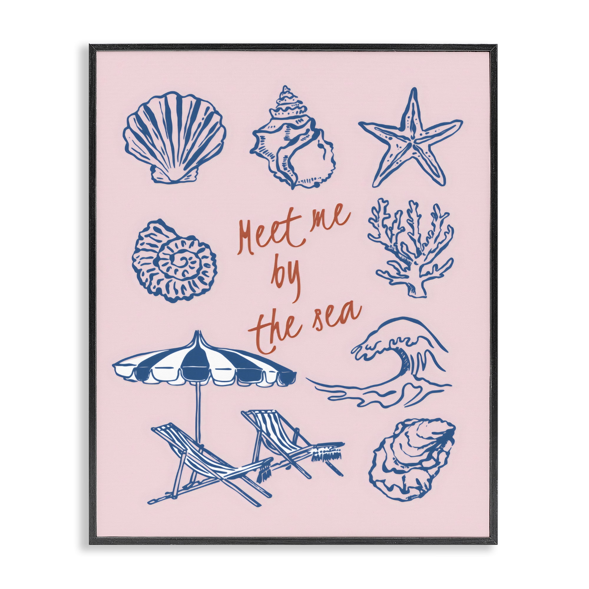 Stupell Industries Meet Me By The Sea Black Framed Giclee Art, design by The Prints Vibe