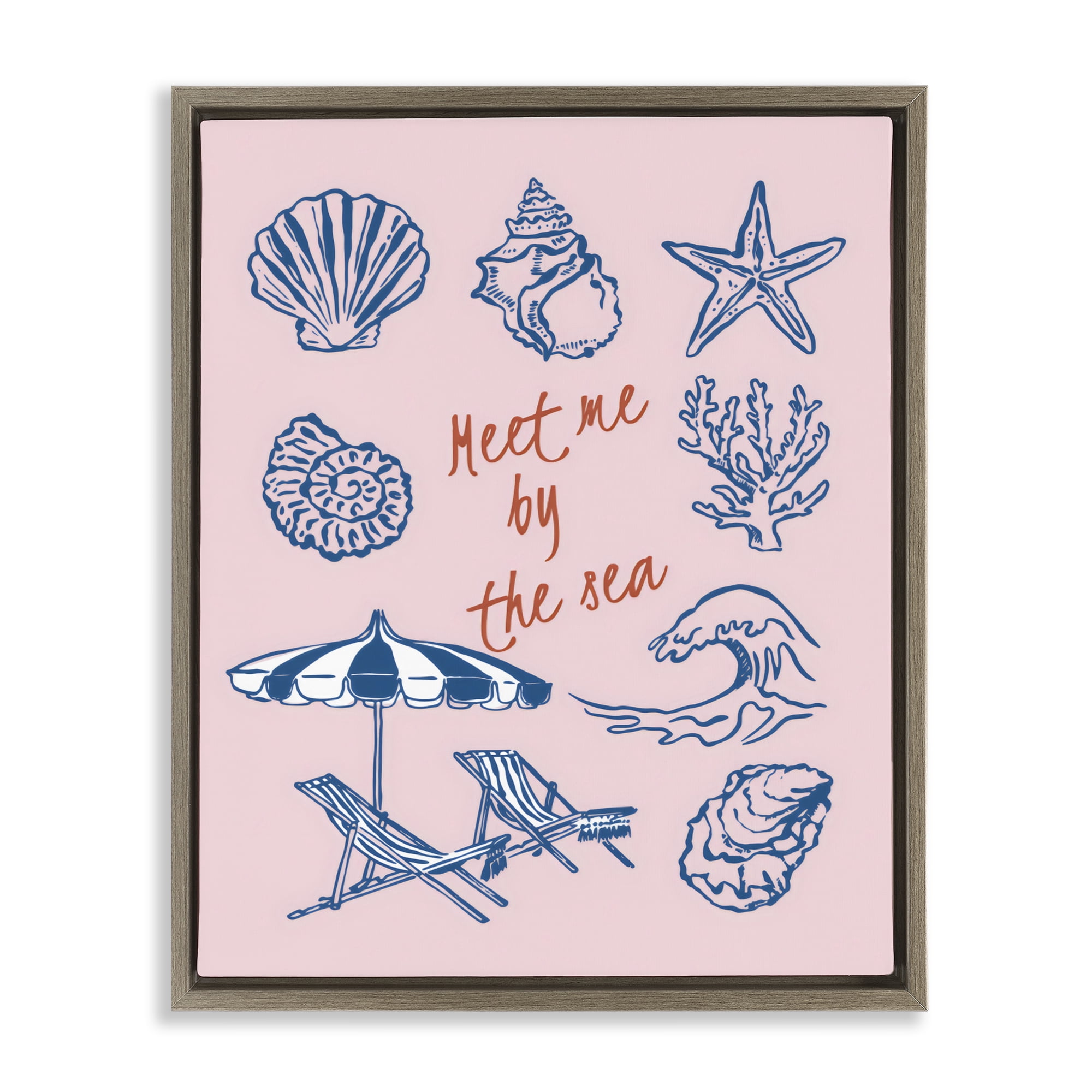 Stupell Industries Meet Me By The Sea Brown Framed Floater Canvas Wall Art, design by The Prints Vibe