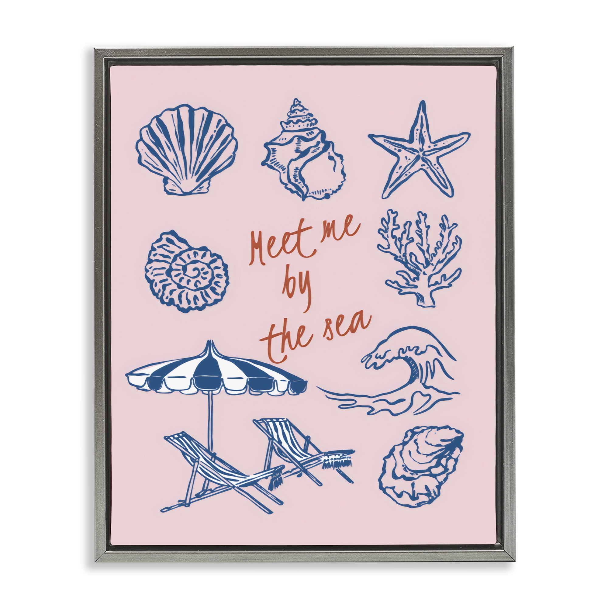 Stupell Industries Meet Me By The Sea Gray Framed Floater Canvas Wall Art, design by The Prints Vibe