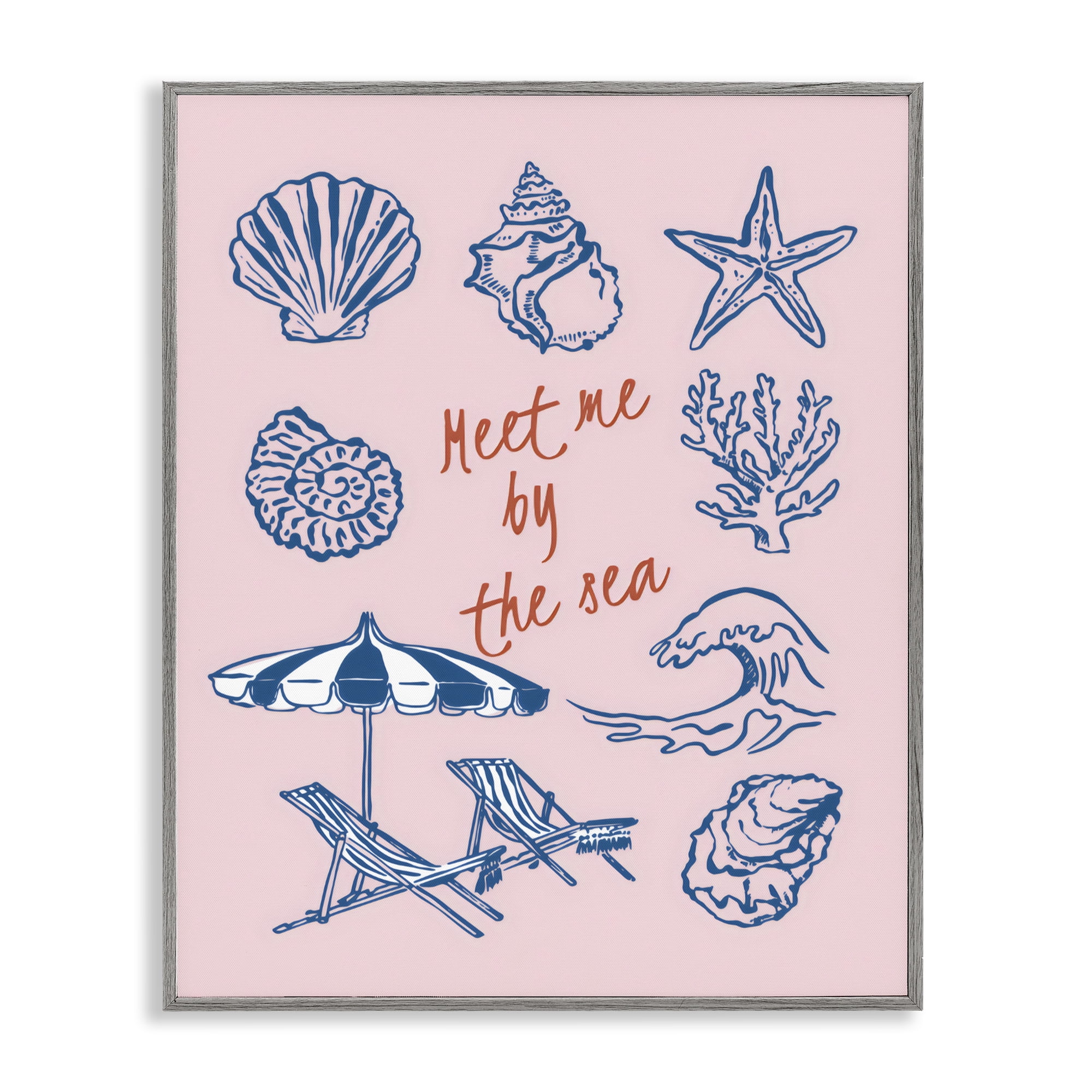 Stupell Industries Meet Me By The Sea Gray Framed Giclee Art, design by The Prints Vibe
